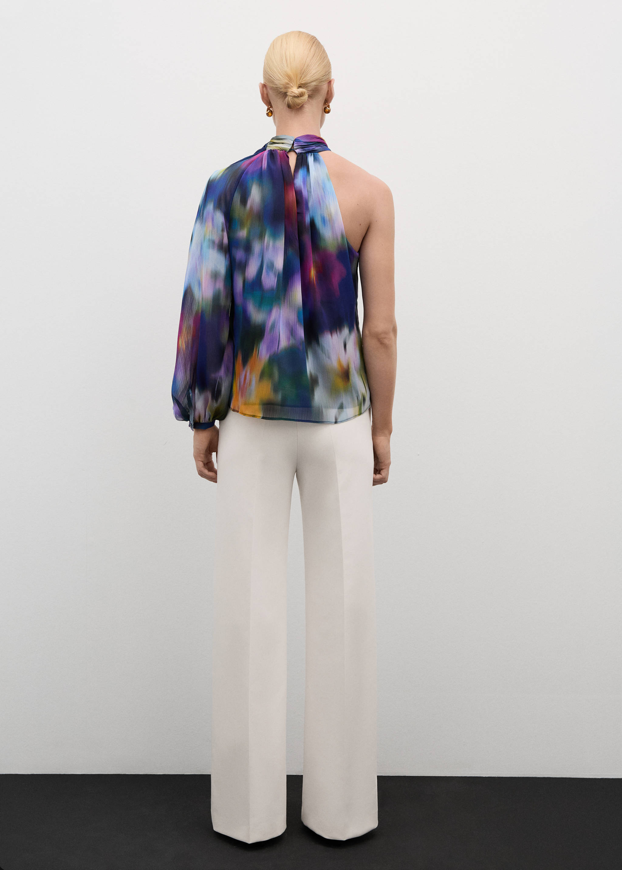 Blusa asimmetrica stampata - Retro dell'articolo