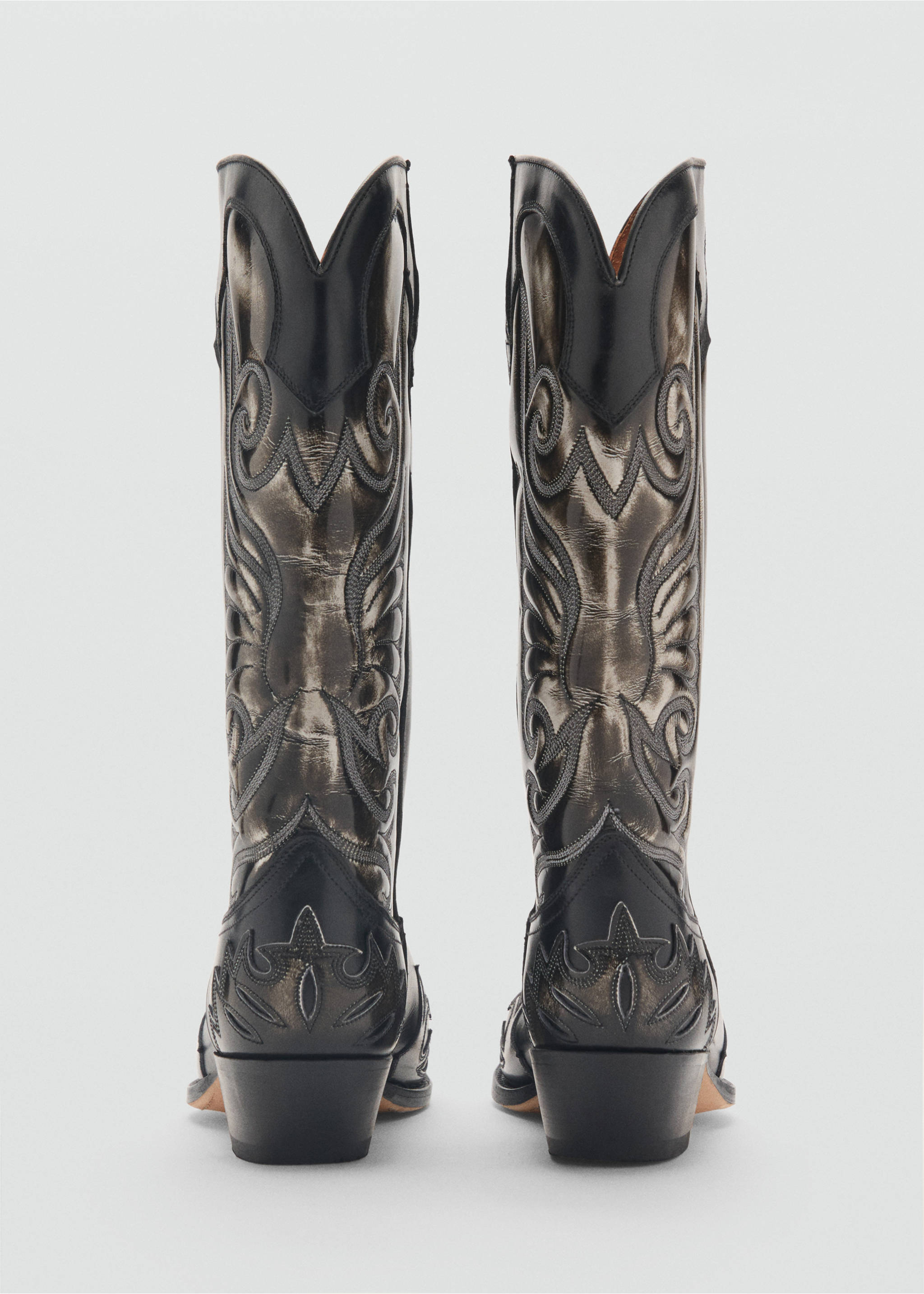 Zweifarbige Cowboy-Lederstiefel - Detail des Artikels 1, Braun. Ref: 77064072-00.