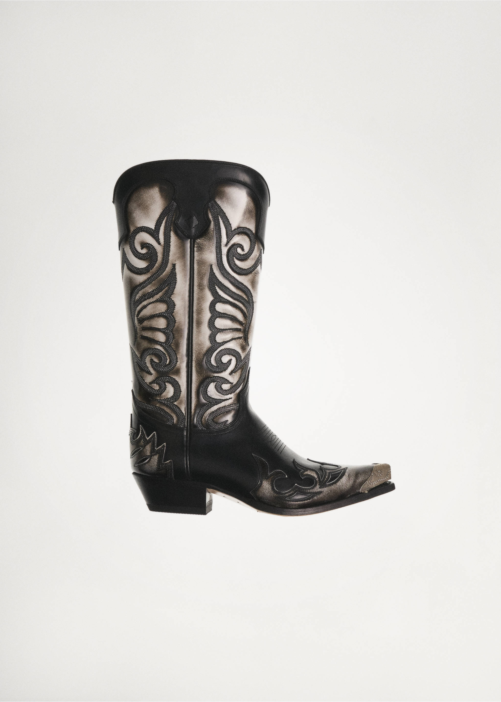 Zweifarbige Cowboy-Lederstiefel - Detail des Artikels 9, Braun. Ref: 77064072-00.