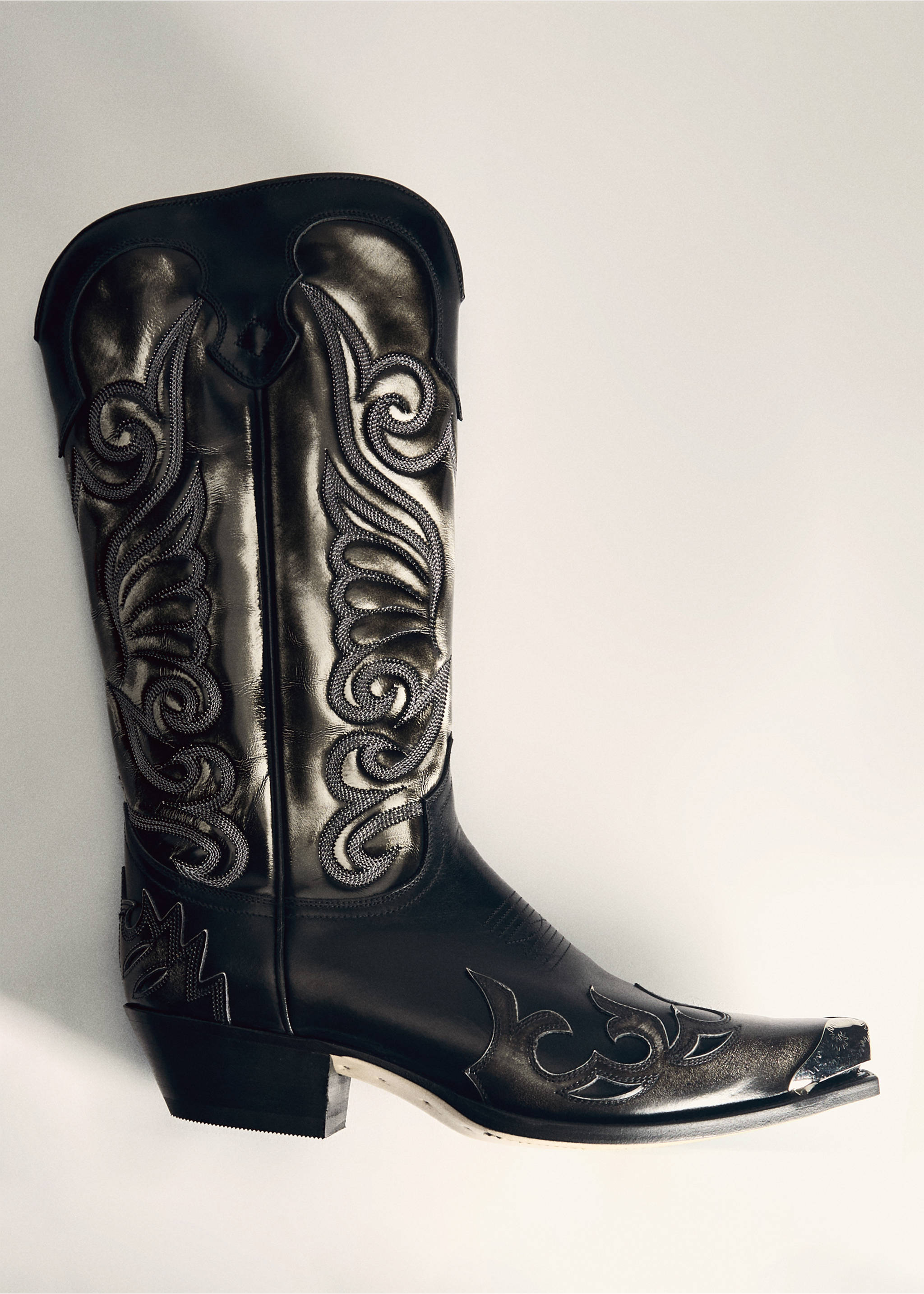 Zweifarbige Cowboy-Lederstiefel - Detail des Artikels 5, Braun. Ref: 77064072-00.