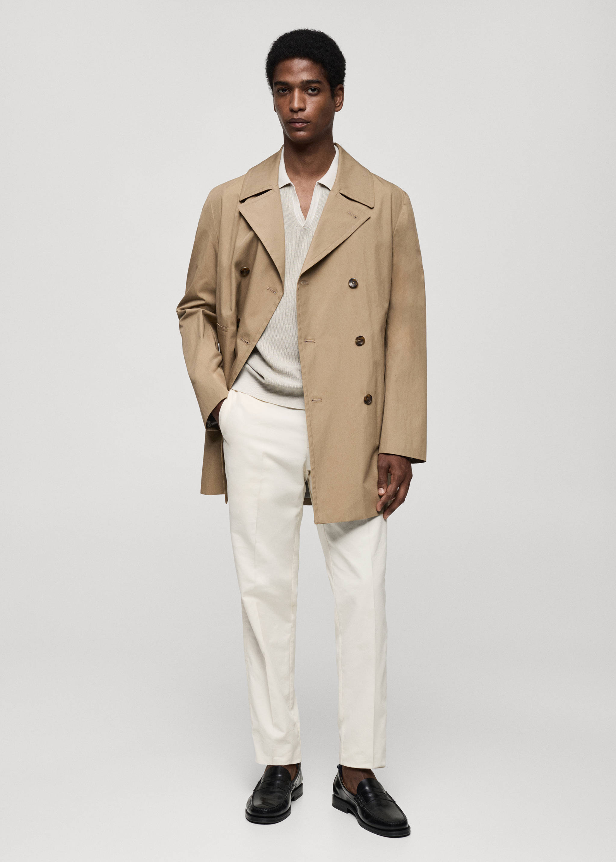 Short cotton trench coat - General plane