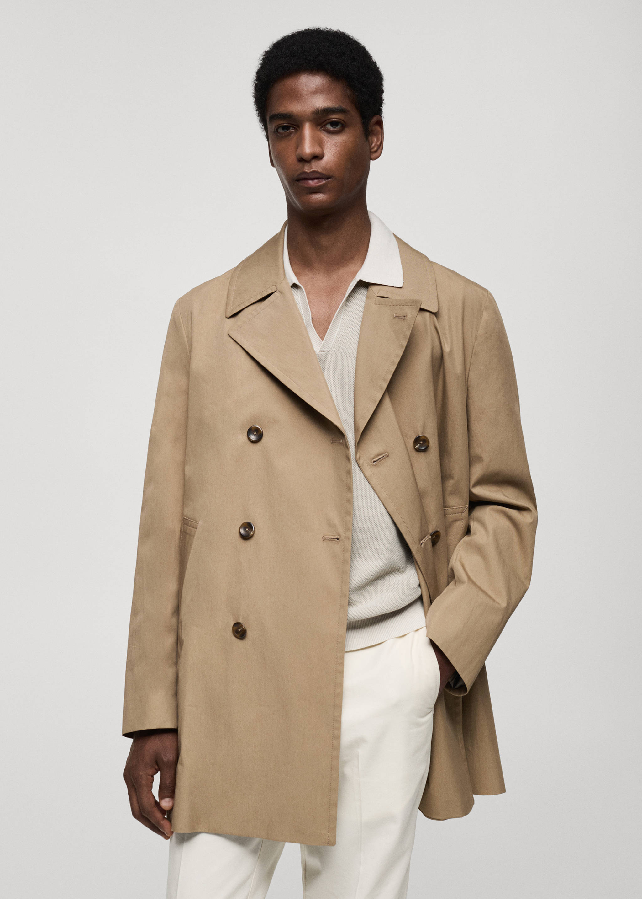 Short cotton trench coat - Medium plane