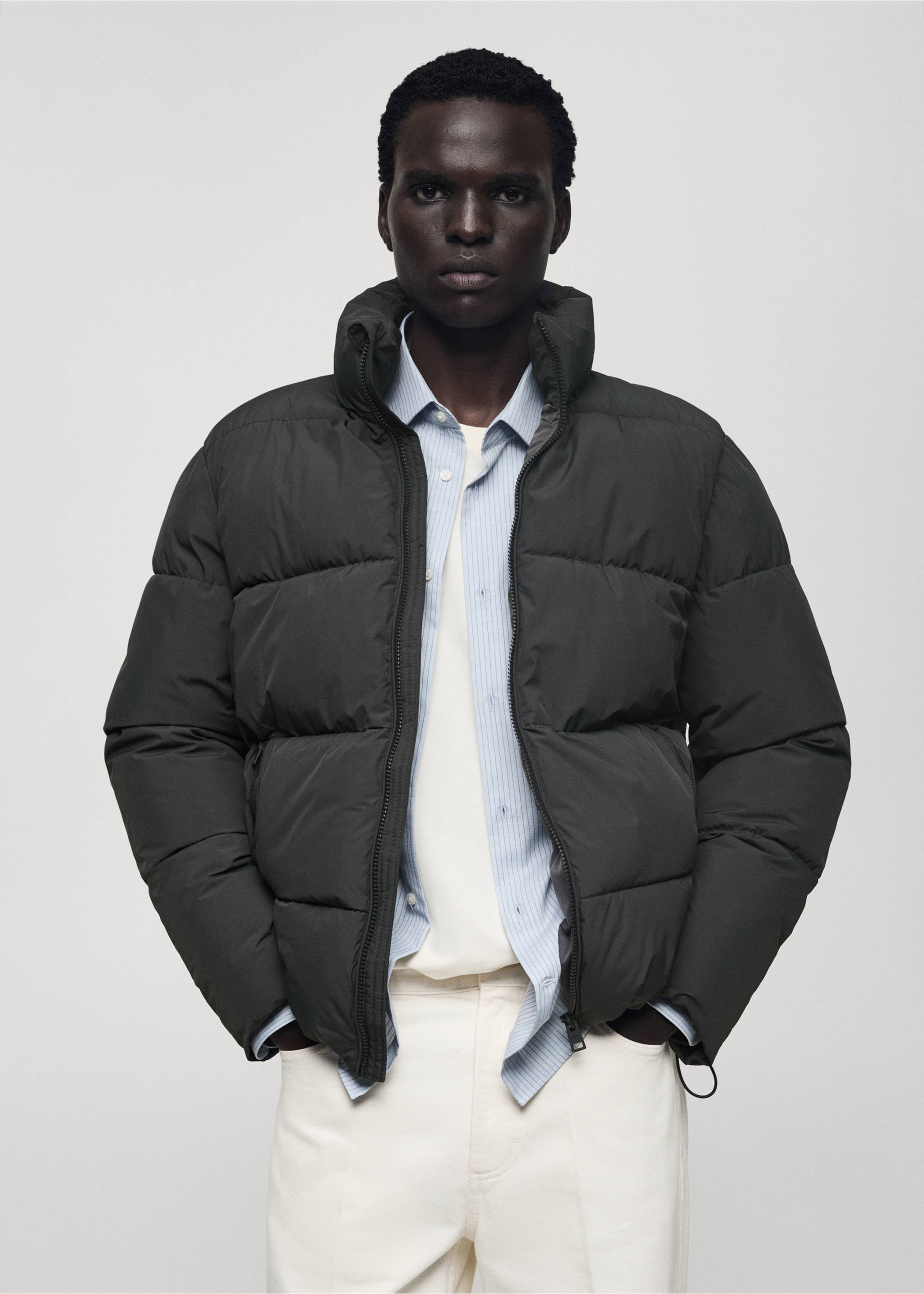 Thermoregulating waterproof padded anorak - Medium plane, Charcoal. Ref: 77064433-00.