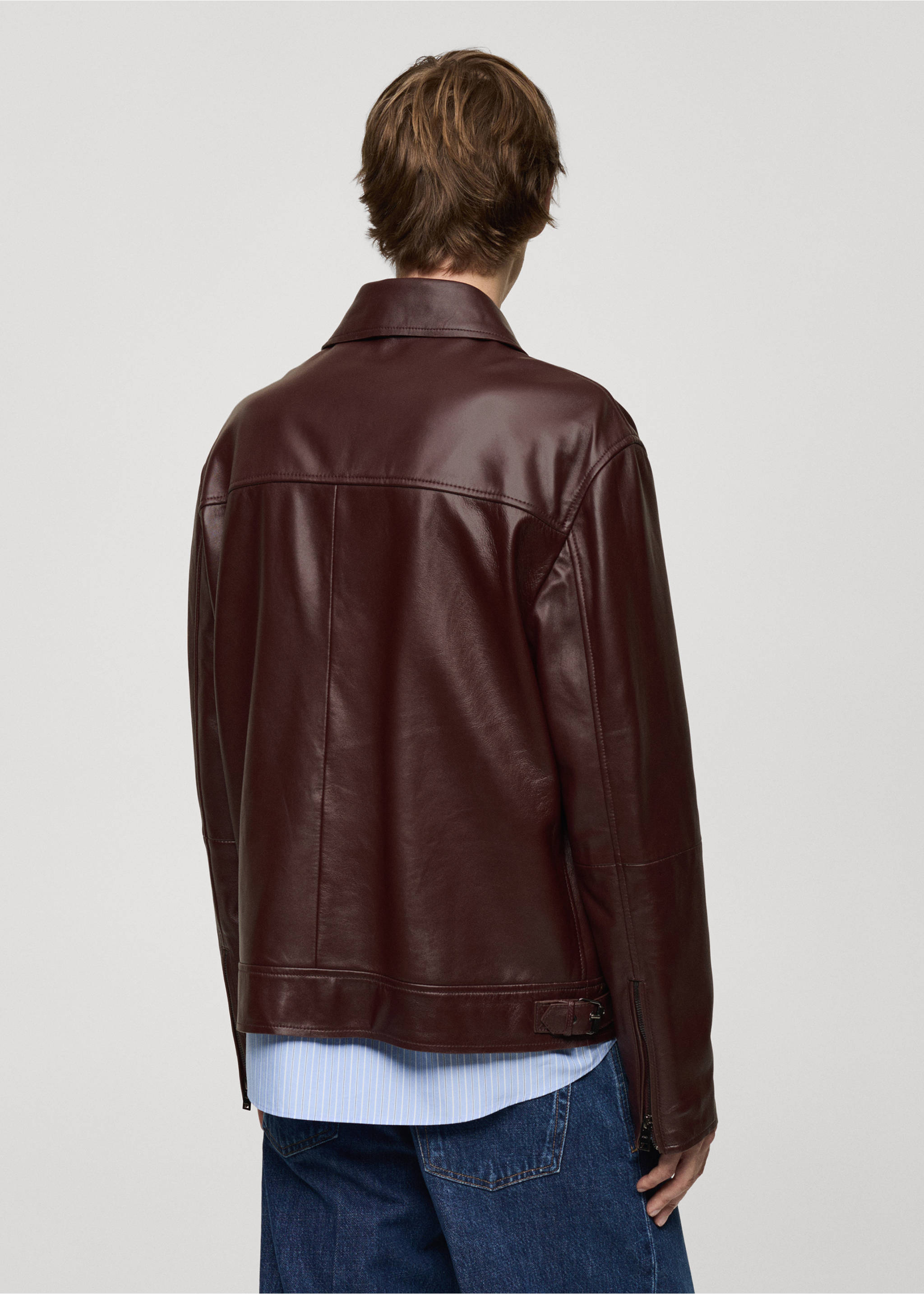 100% nappa leather jacket - Reverse of the article, Burgundy. Ref: 77064434-00.