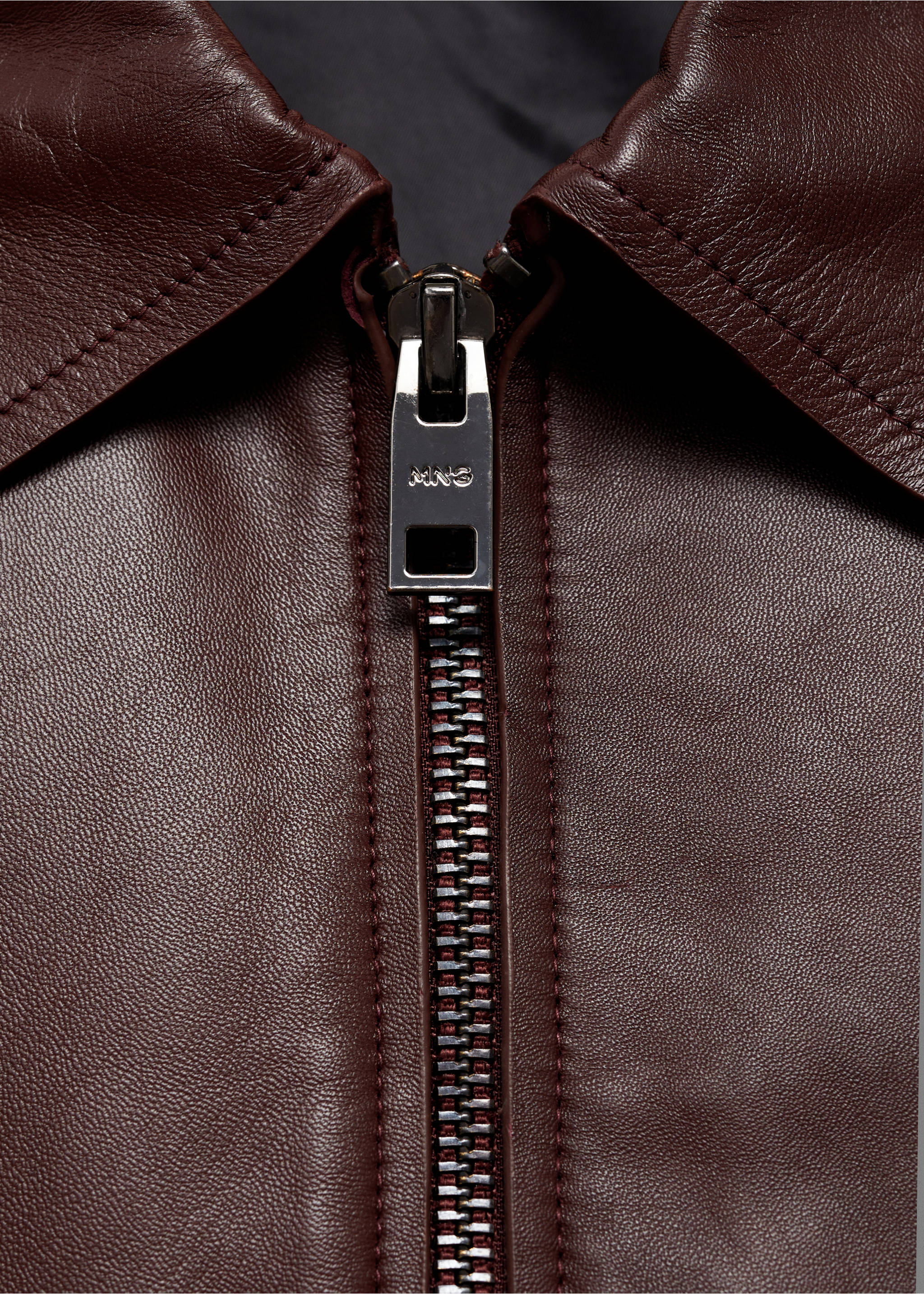 100% nappa leather jacket - Details of the article 8, Burgundy. Ref: 77064434-00.