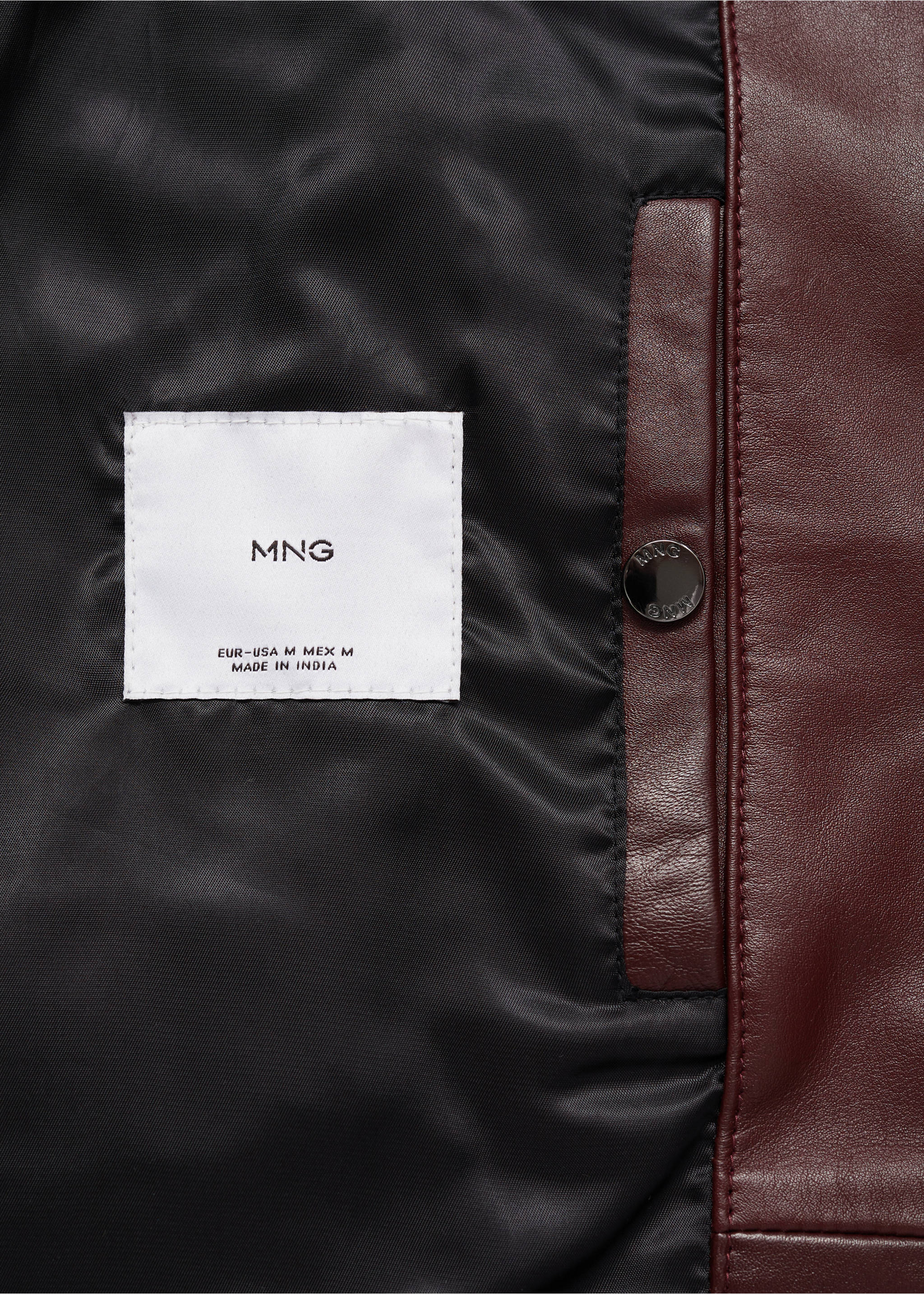 100% nappa leather jacket - Details of the article 0, Burgundy. Ref: 77064434-00.