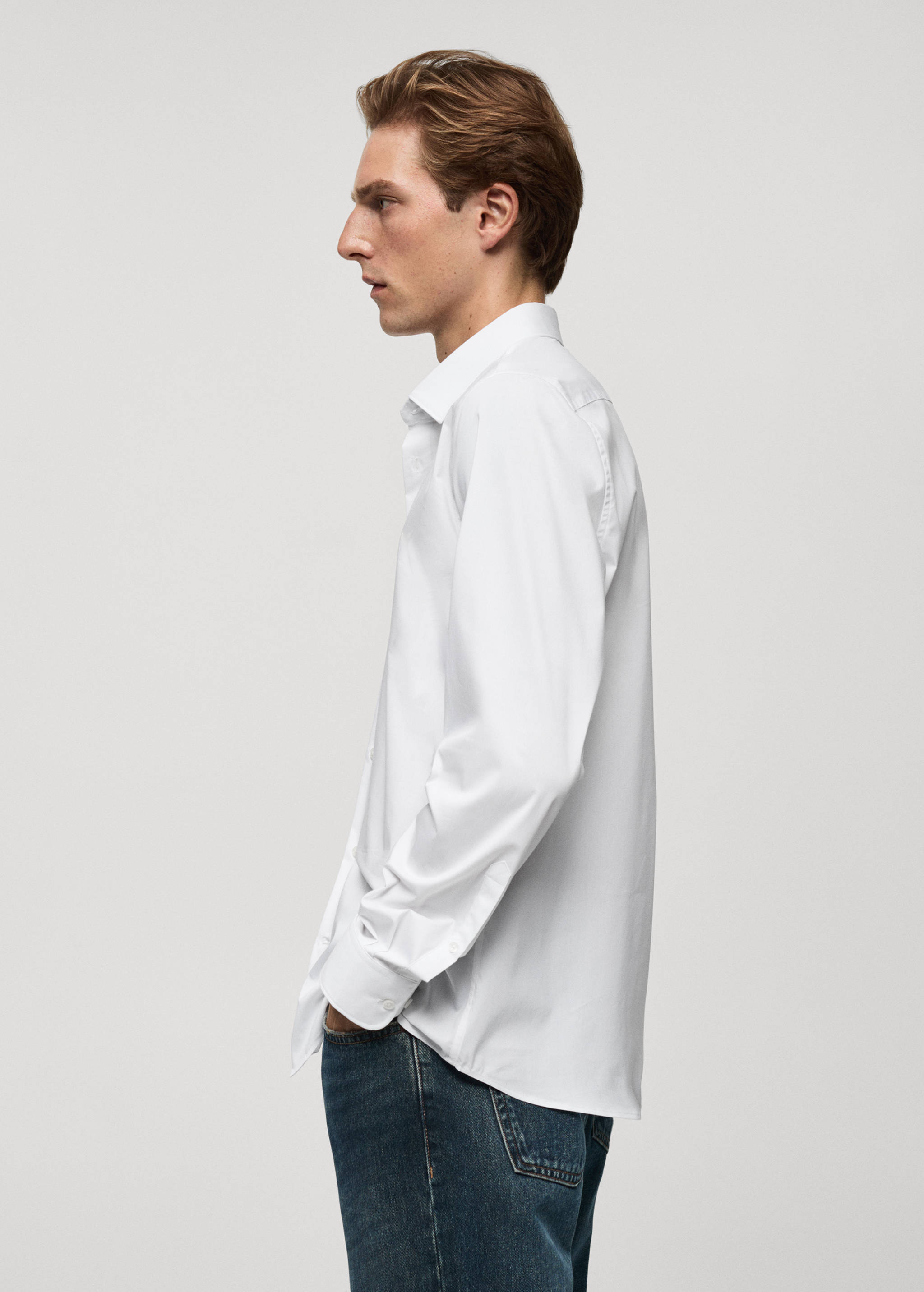 Regular-fit stretch cotton shirt - Details of the article 2