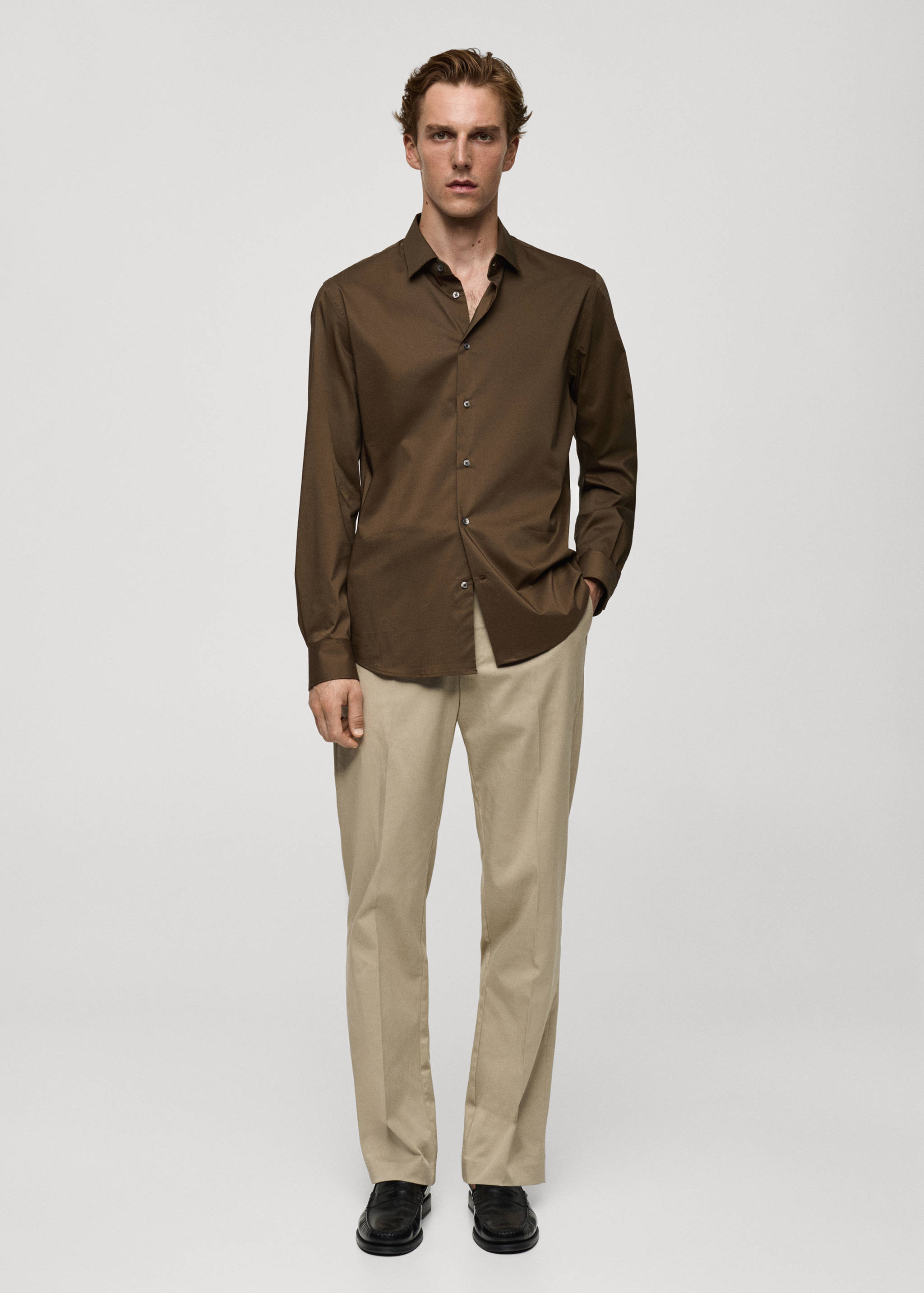 Regular-fit stretch cotton shirt - General plane