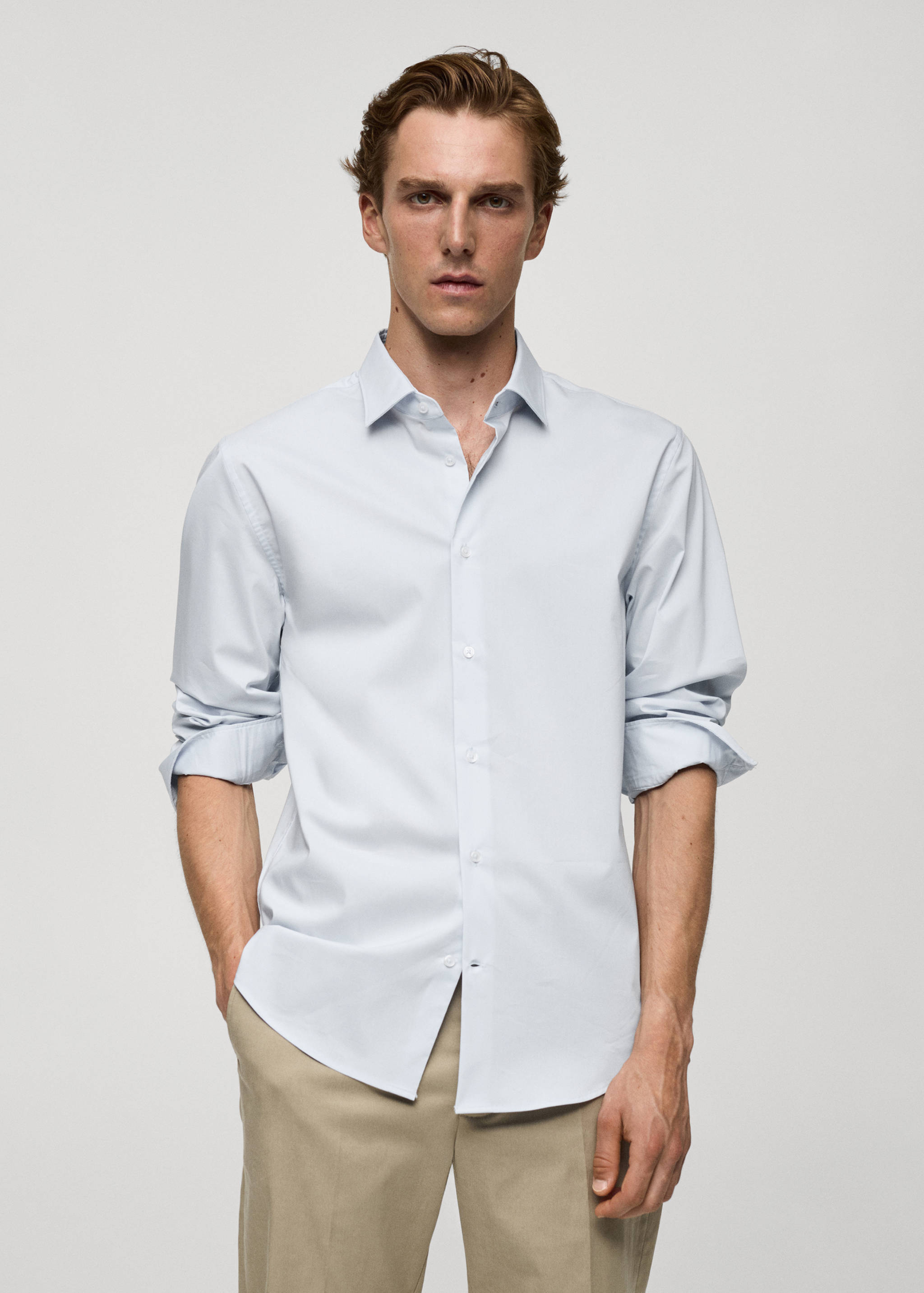 Regular-fit stretch cotton shirt - Medium plane