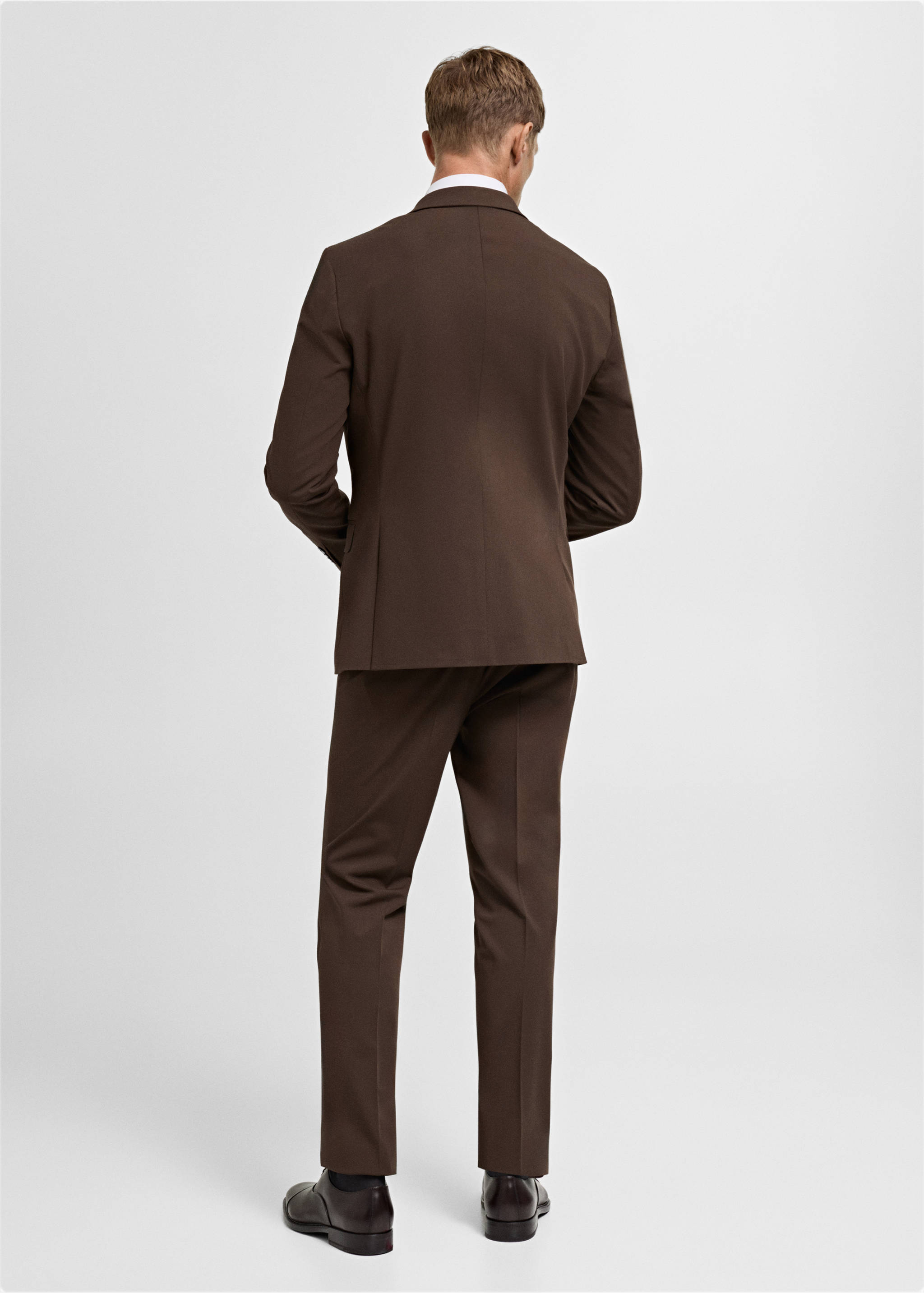 Super slim-fit suit jacket in stretch fabric - Reverse of the article, Tobacco Brown. Ref: 77064439-00.
