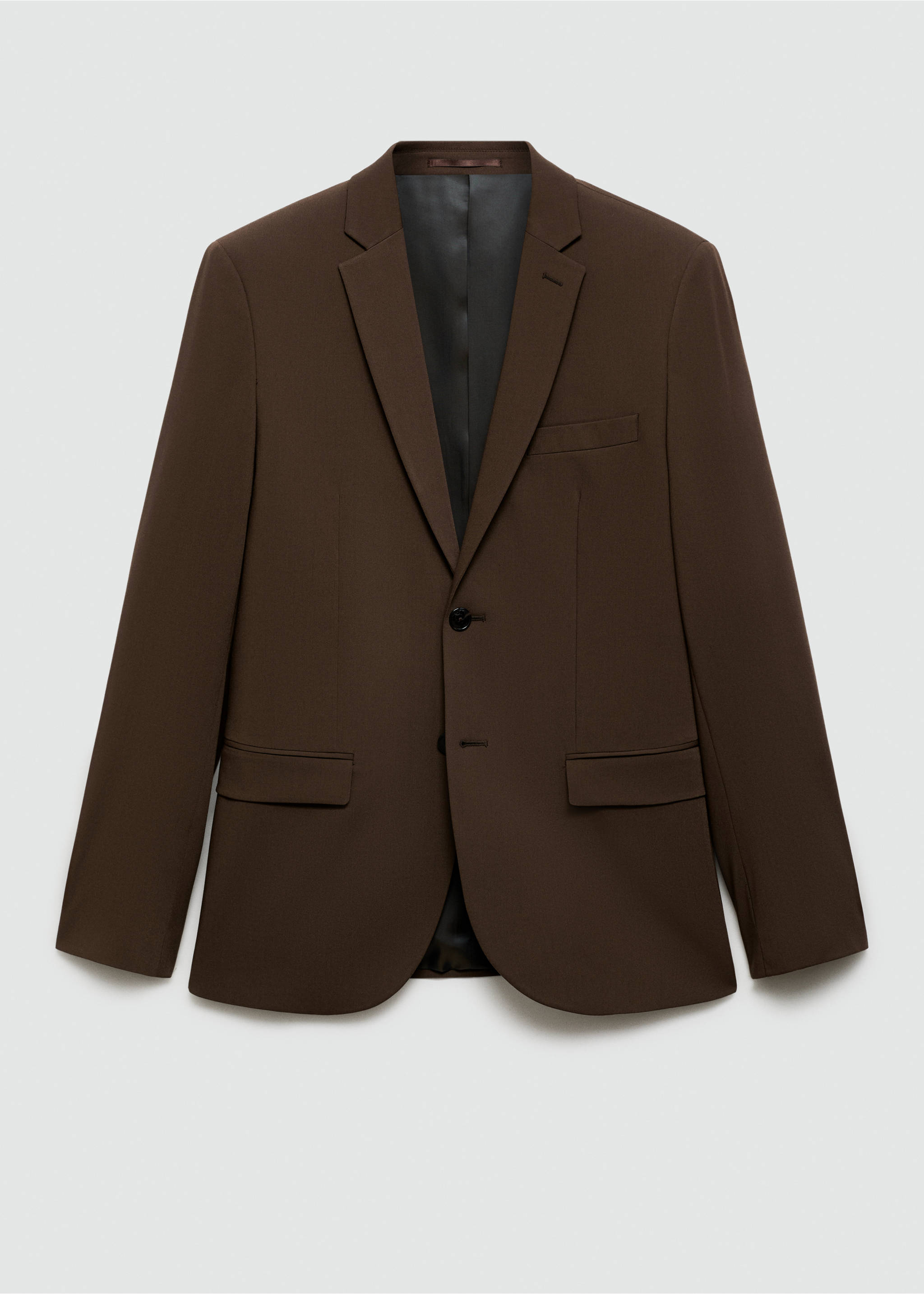Super slim-fit suit jacket in stretch fabric - Article without model, Tobacco Brown. Ref: 77064439-00.