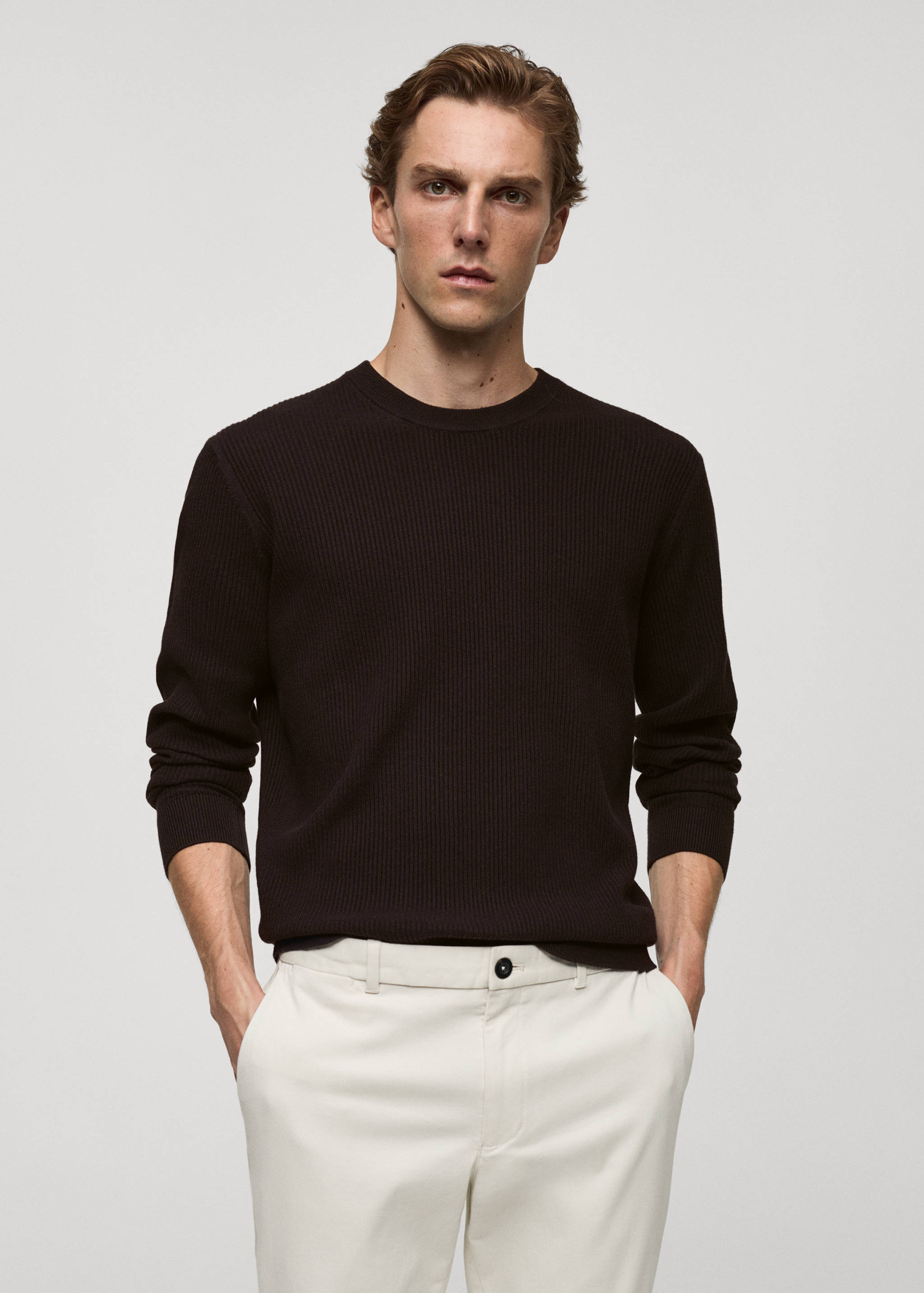 Rippstrickpullover aus Baumwolle - Mittlere Ansicht