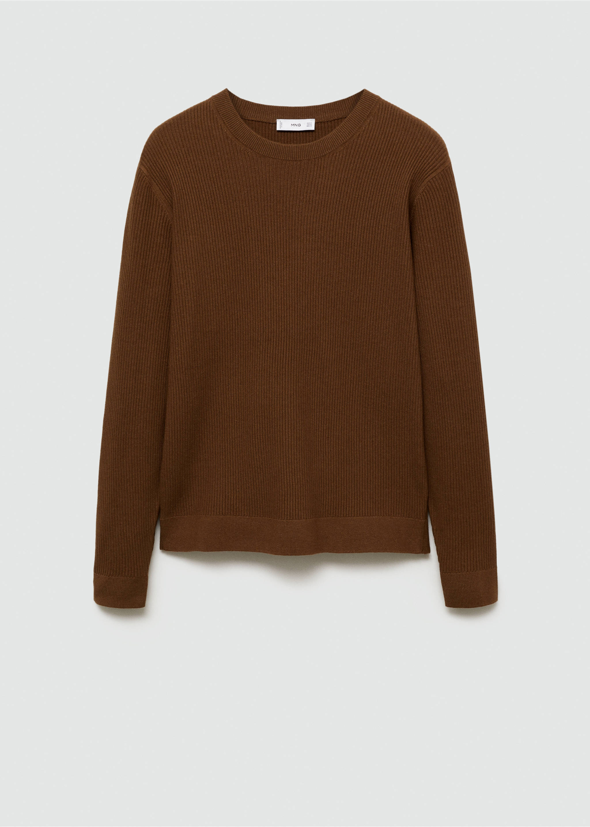 Rippstrickpullover aus Baumwolle - Artikel ohne Model, Kaffeebraun. Ref: 77064443-00.