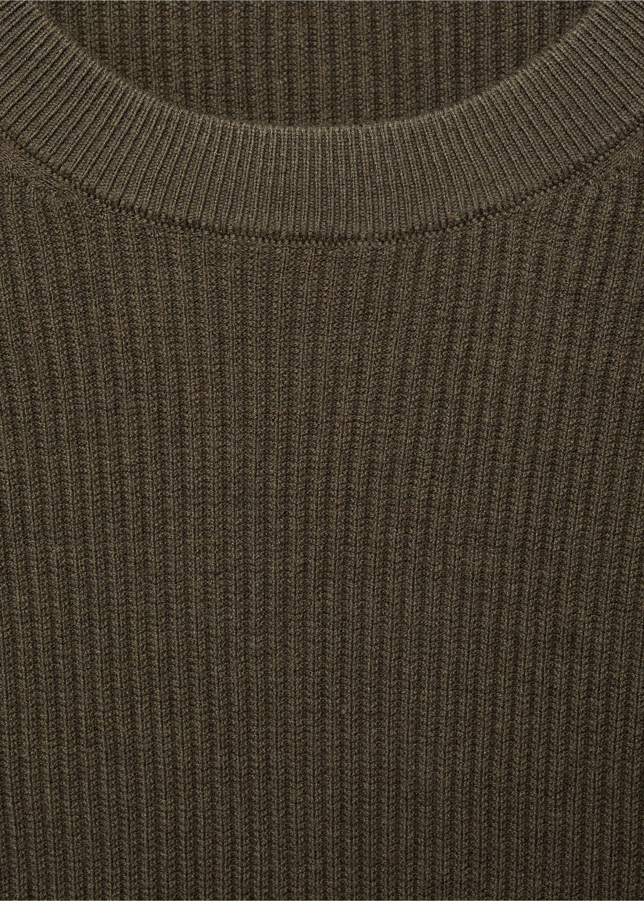 Ribbed cotton knitted sweater - Details of the article 8, Khaki. Ref: 77064443-00.