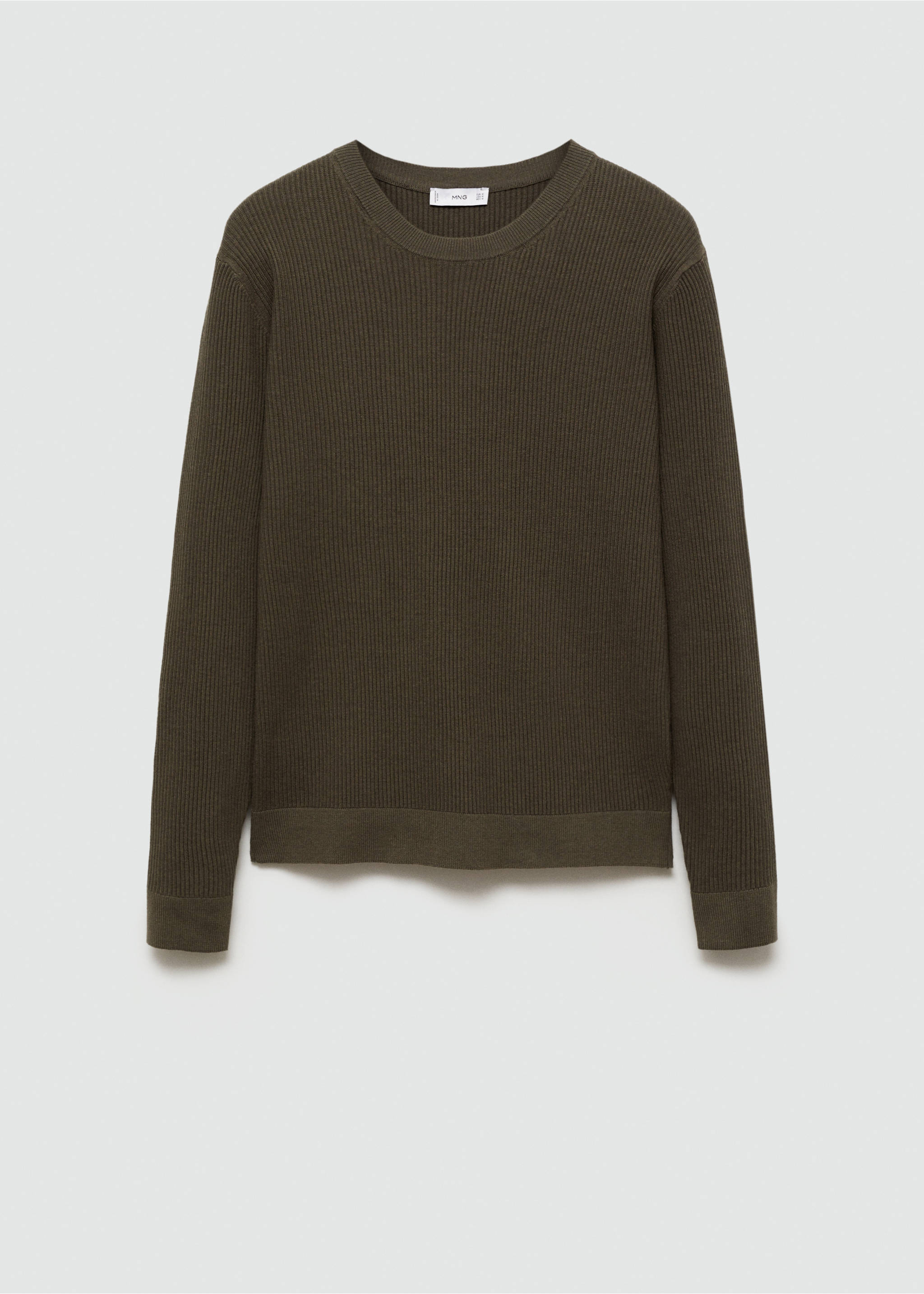 Ribbed cotton knitted sweater - Article without model, Khaki. Ref: 77064443-00.