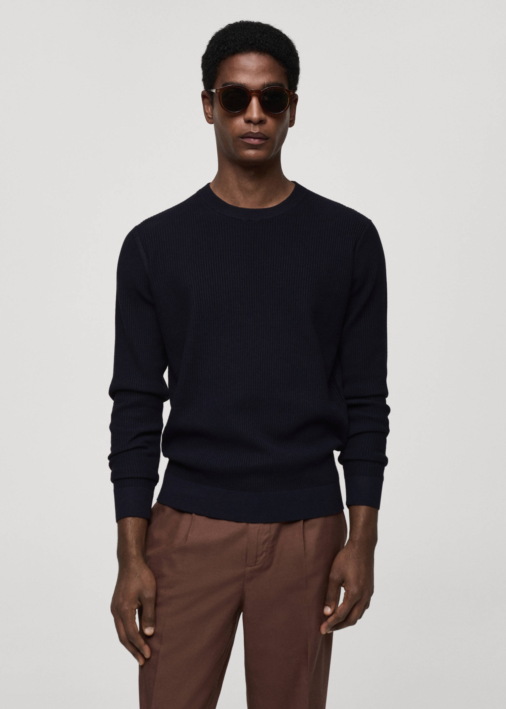 Rippstrickpullover aus Baumwolle - Mittlere Ansicht