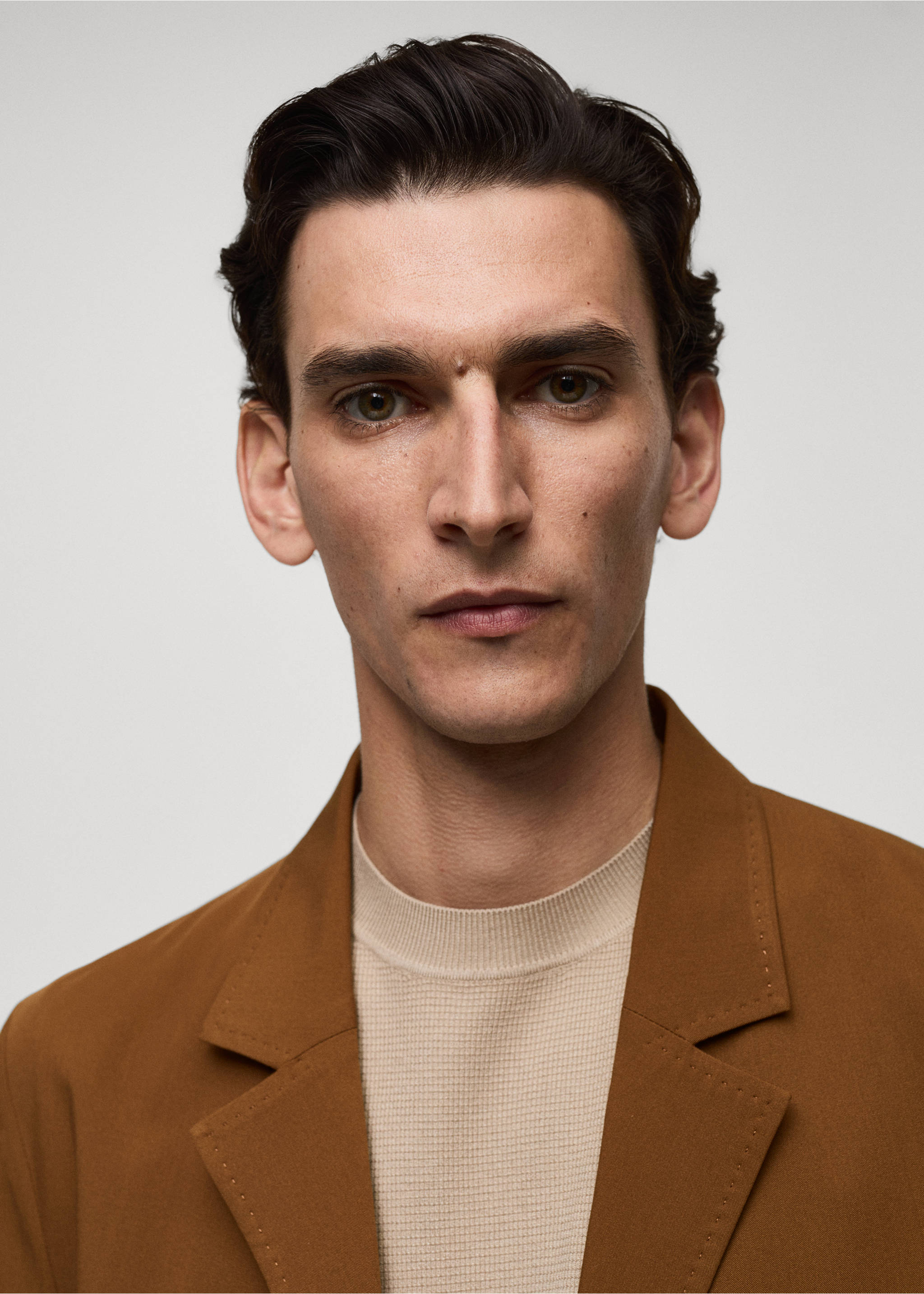 Slim-fit suit jacket with pockets - Details of the article 1, Burnt Orange. Ref: 77064444-00.