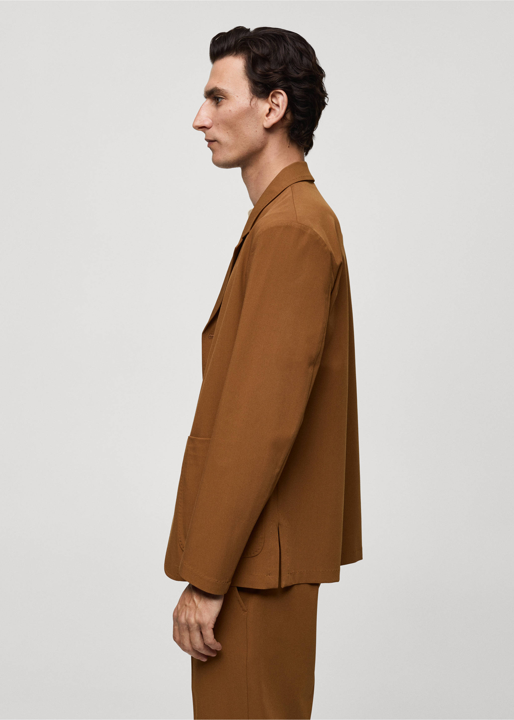 Slim-fit suit jacket with pockets - Details of the article 2, Burnt Orange. Ref: 77064444-00.