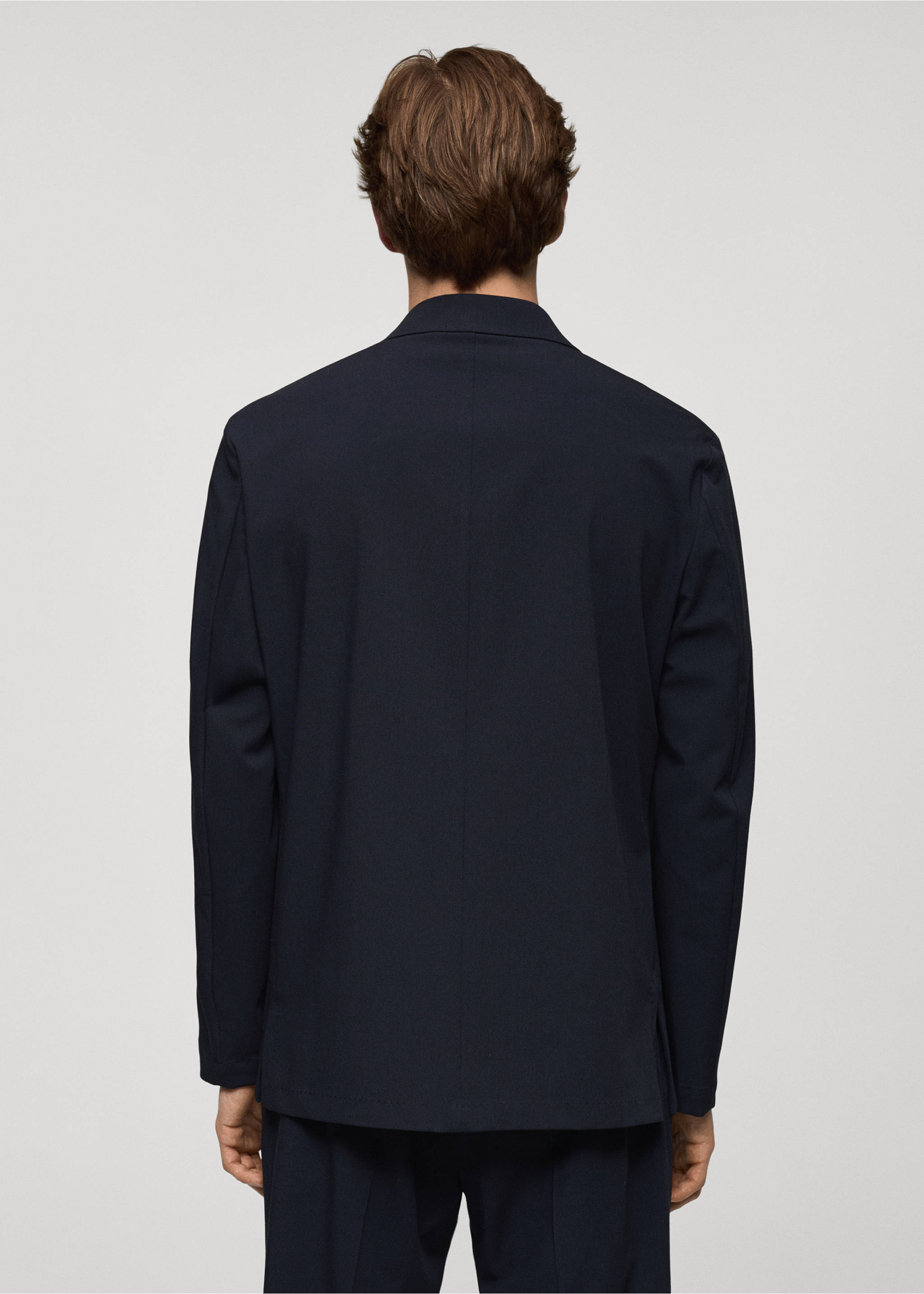 Americana traje slim fit bolsillos - Reverso del artículo, Azul marino oscuro. Ref: 77064444-00.