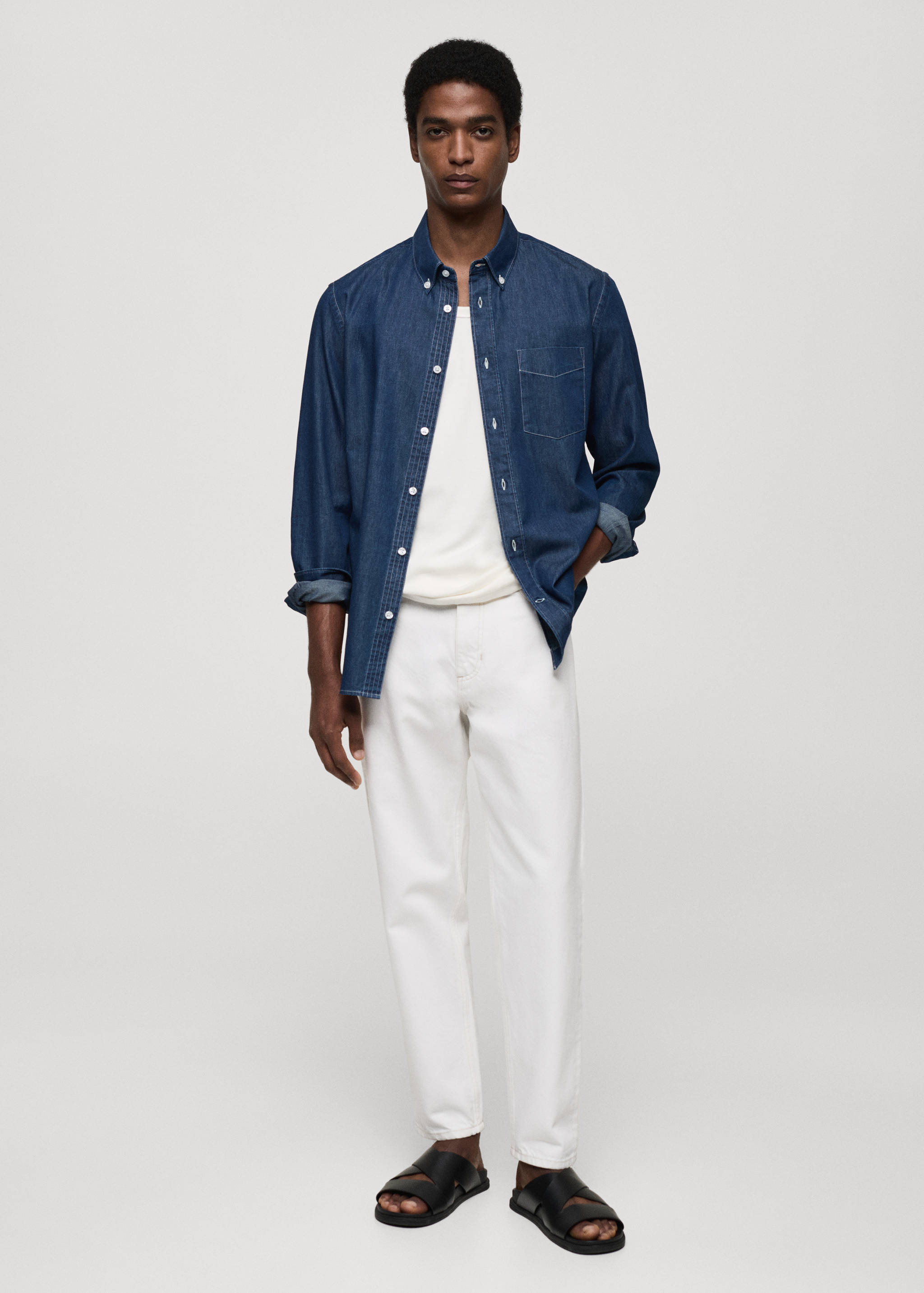 Camisa regular fit chambray algodón - Plano general