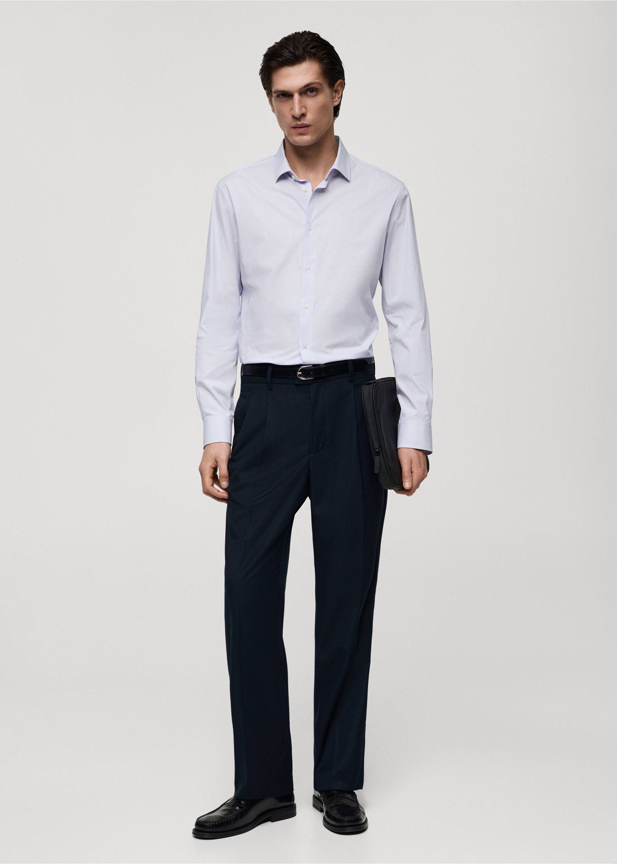 Chemise slim fit coton milleraies - Plan général, Blanc. Ref: 77064448-00.