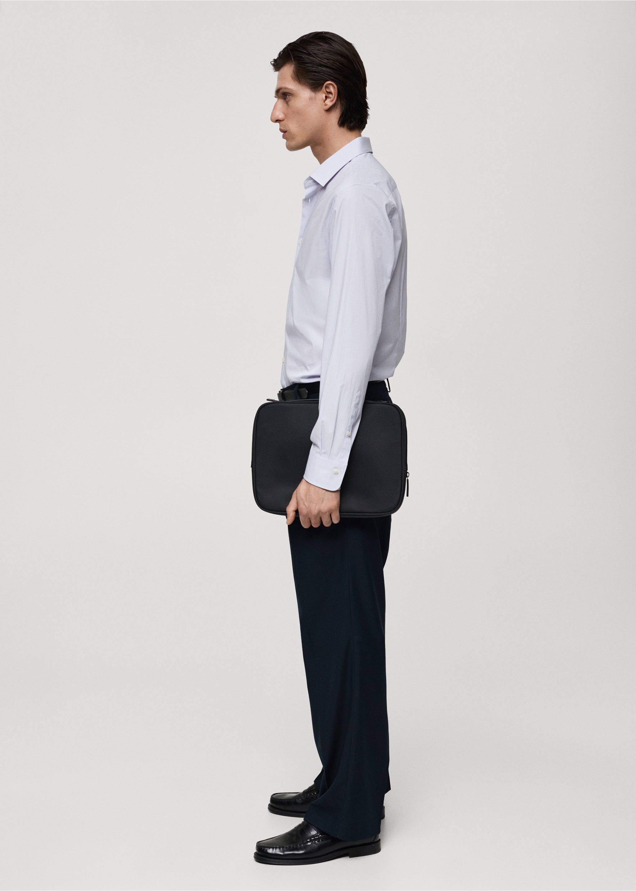 Chemise slim fit coton milleraies - Détail de l'article 2, Blanc. Ref: 77064448-00.