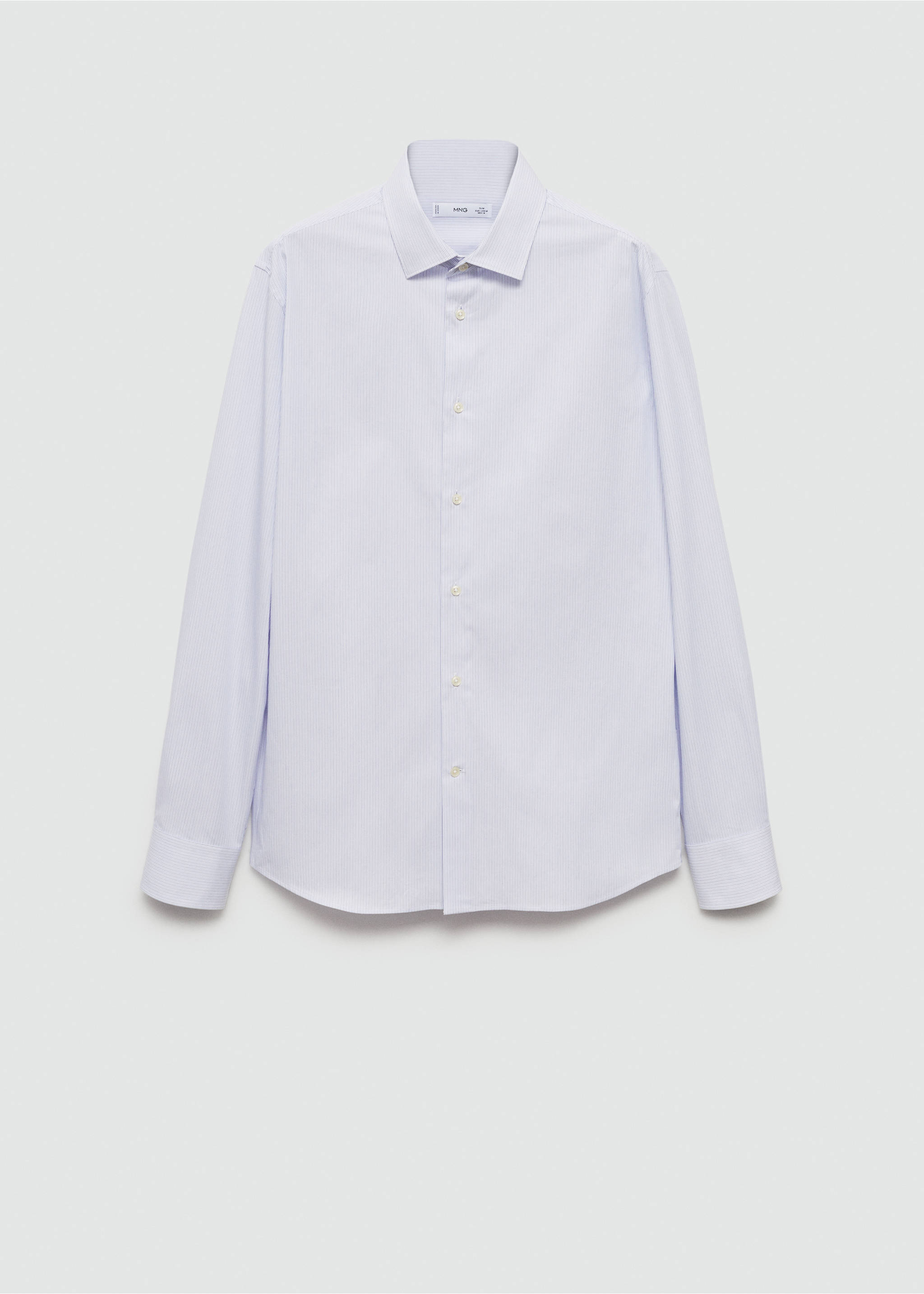 Slim fit fine-striped cotton shirt - Article without model, White. Ref: 77064448-00.