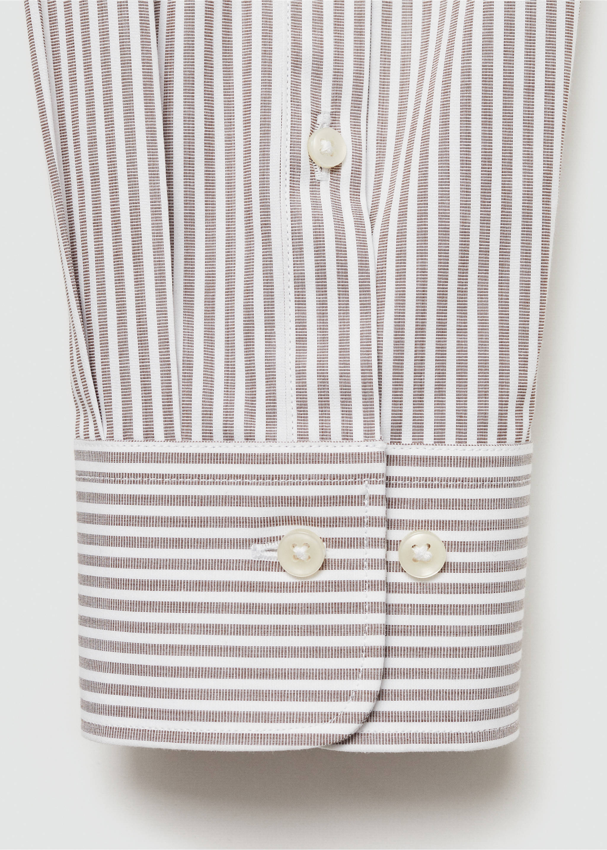 Slim fit fine-striped cotton shirt - Details of the article 0, Brown. Ref: 77064448-00.