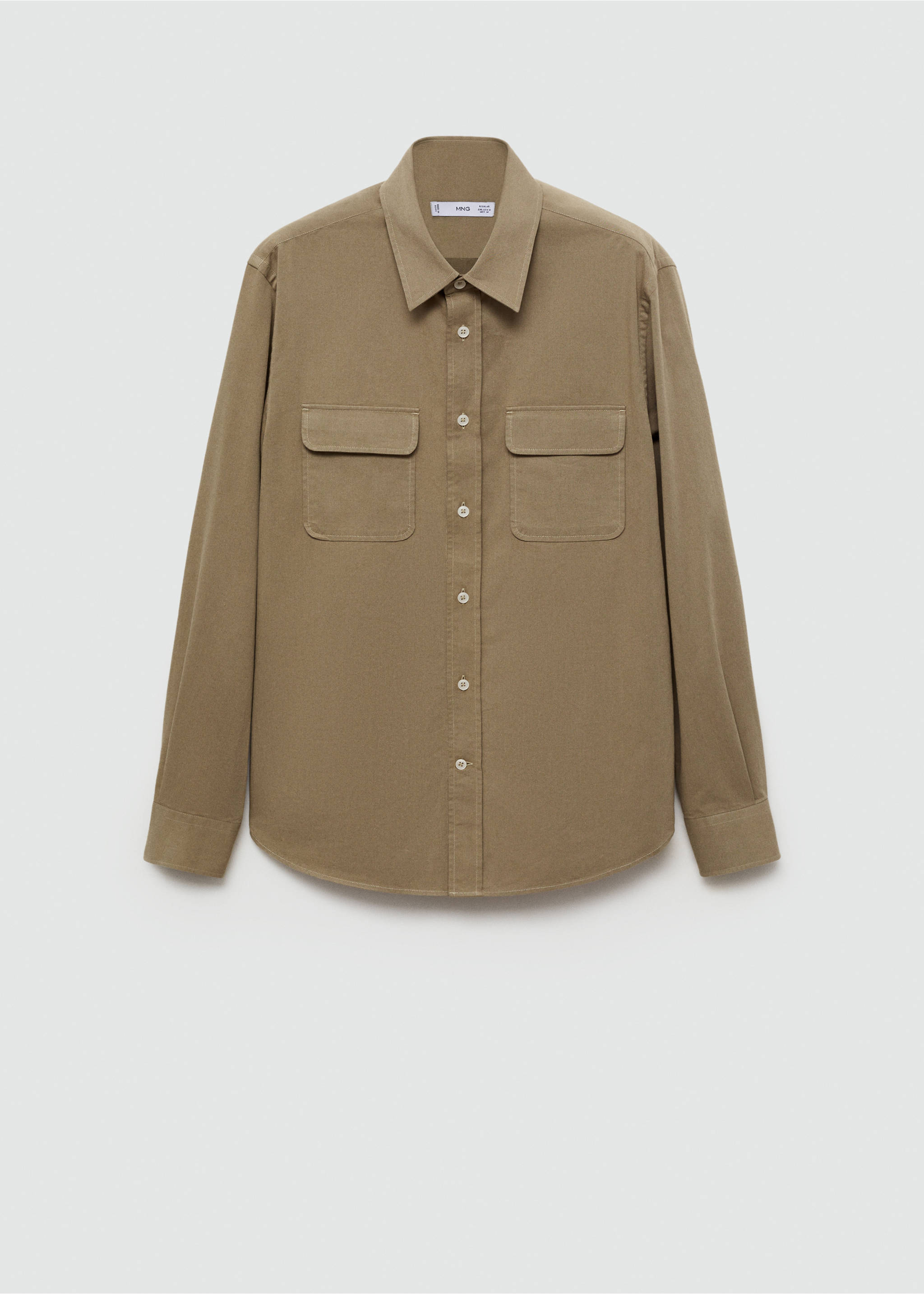 Twill cotton overshirt with pockets - Article without model, Tobacco Brown. Ref: 77064450-00.