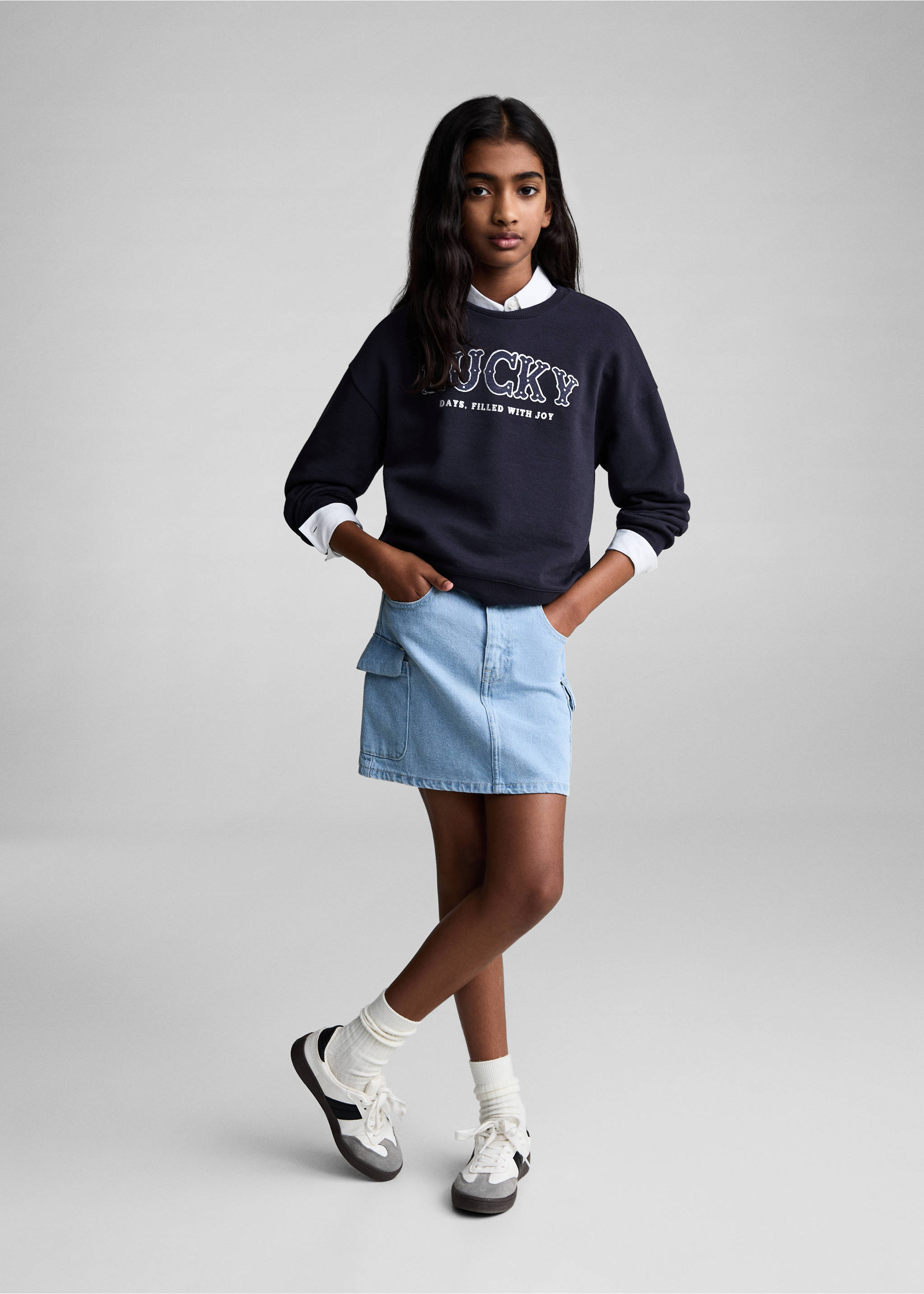Texture details print sweatshirt - General plane, Dark Navy. Ref: 77064455-00.