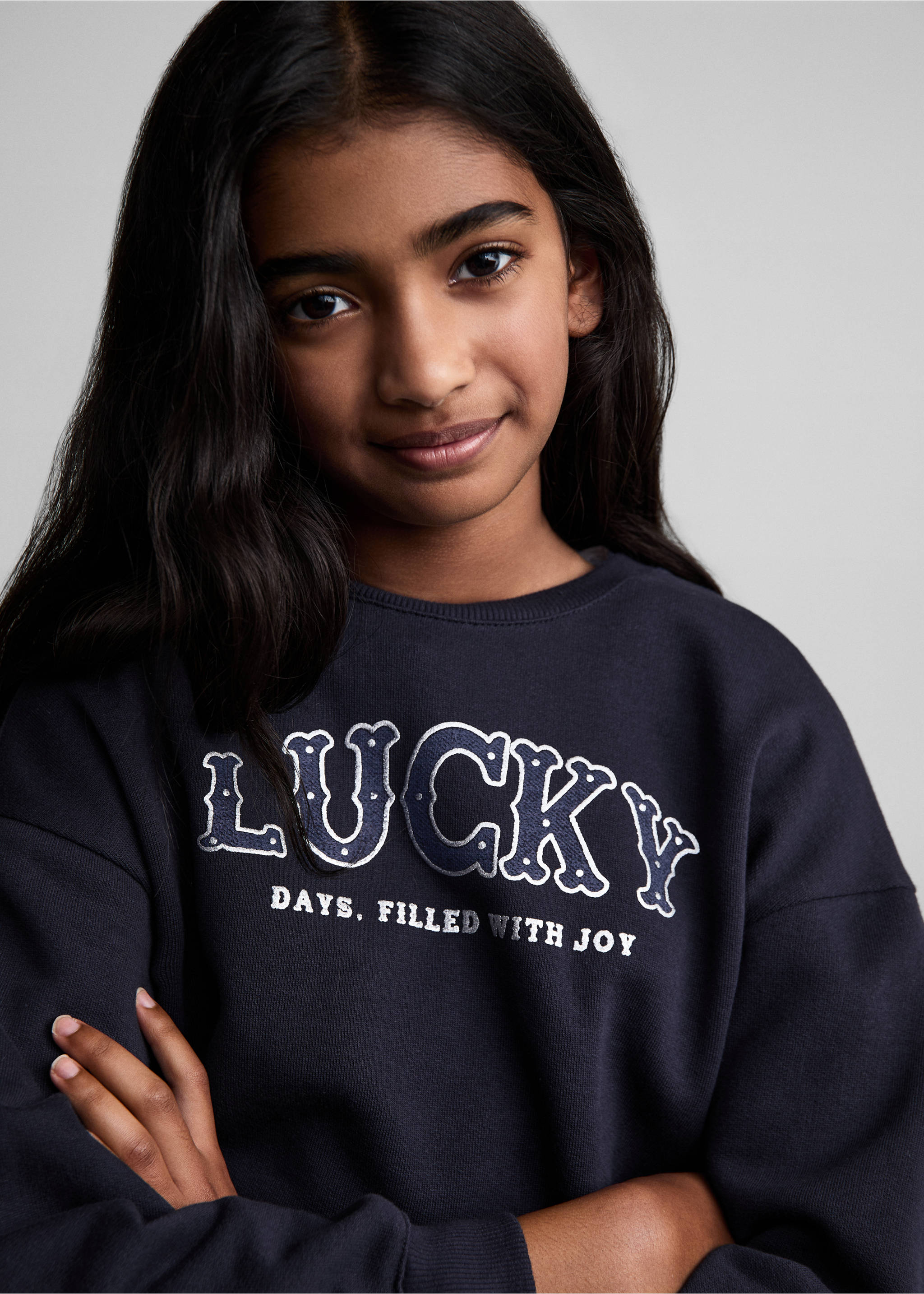 Texture details print sweatshirt - Details of the article 1, Dark Navy. Ref: 77064455-00.