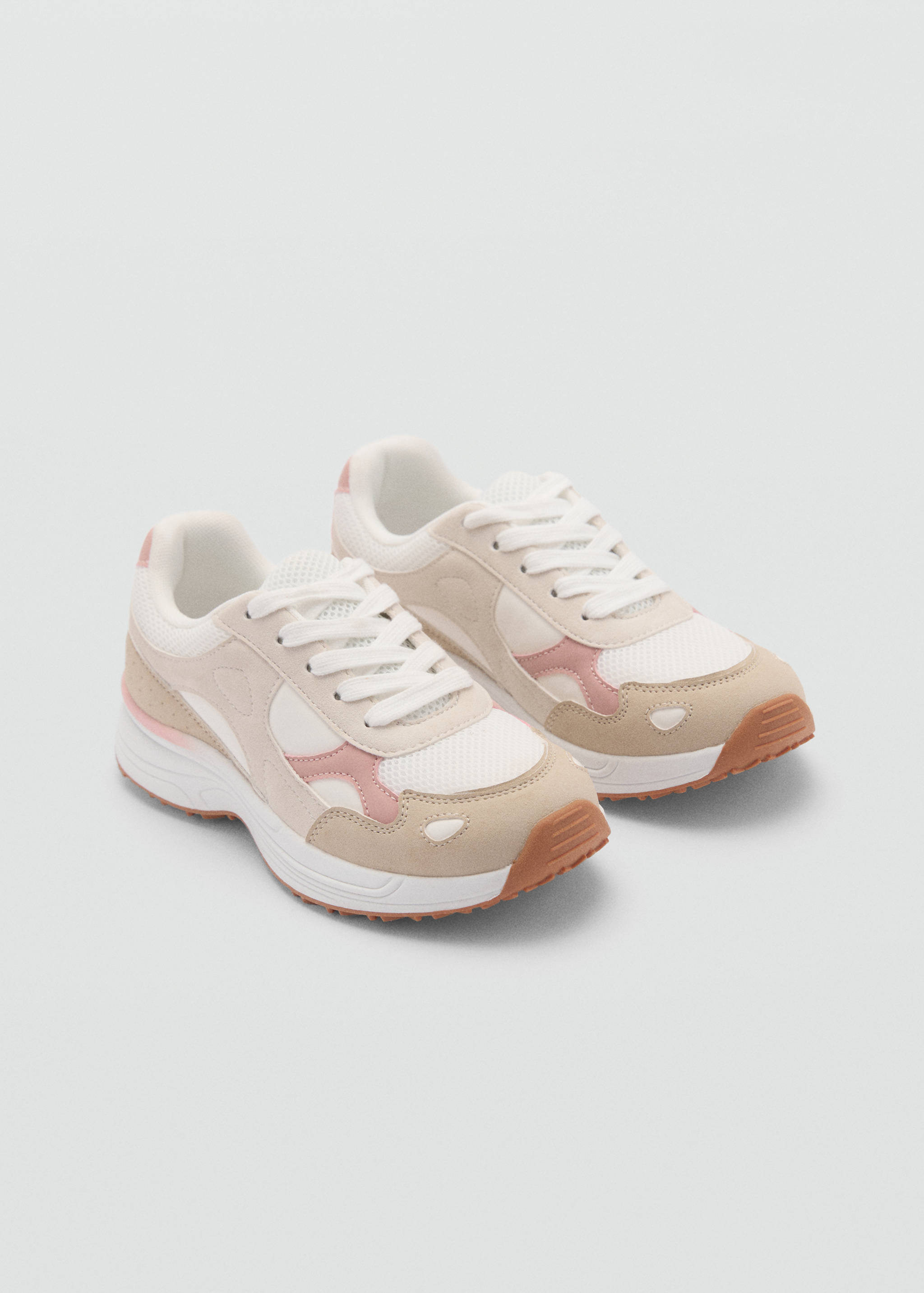 Lace-up mixed sneakers - Medium plane