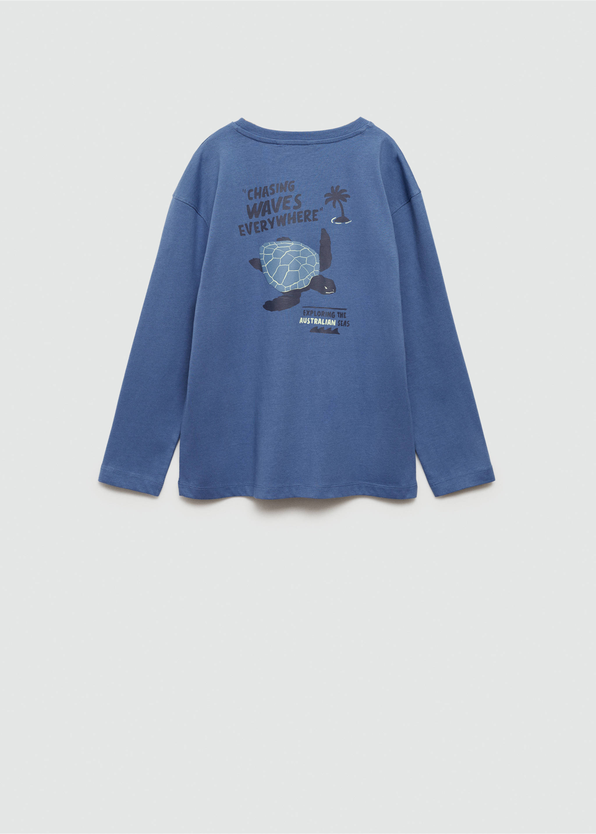 Printed long sleeve t-shirt - Reverse of the article, Blue. Ref: 77064764-00.