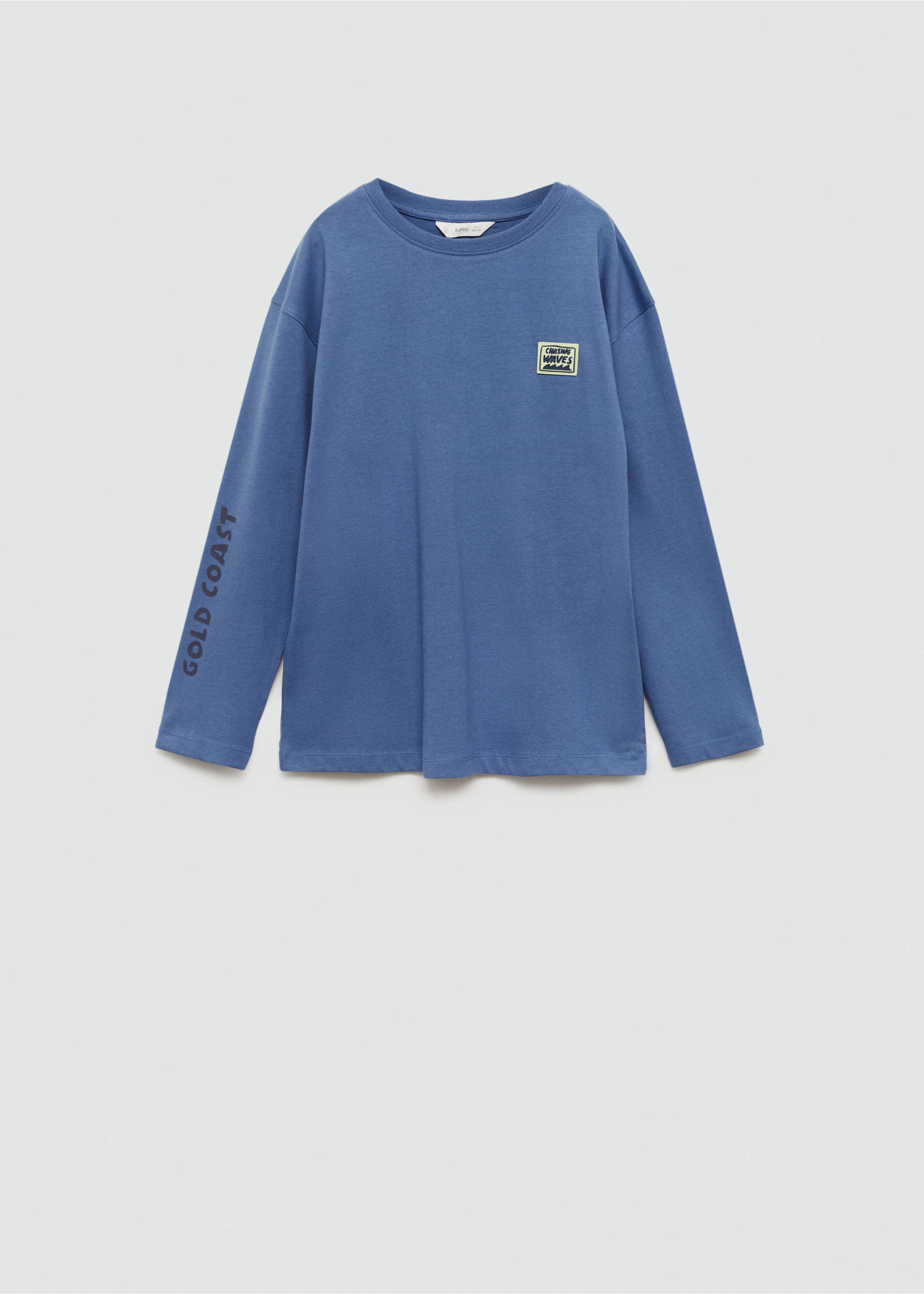 Printed long sleeve t-shirt - Article without model, Blue. Ref: 77064764-00.