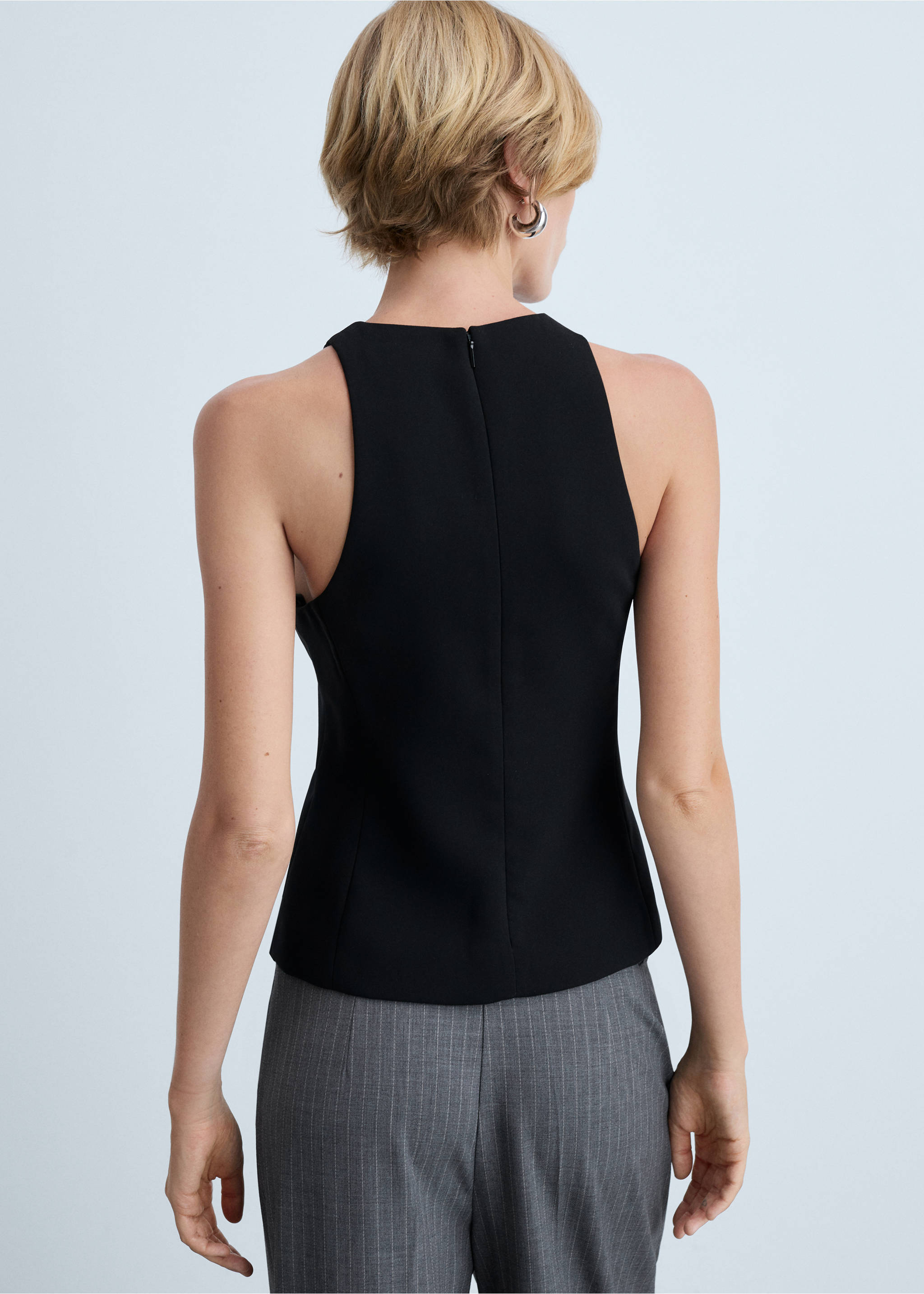 Crop top with wide straps - Reverse of the article, Black. Ref: 77064766-00.