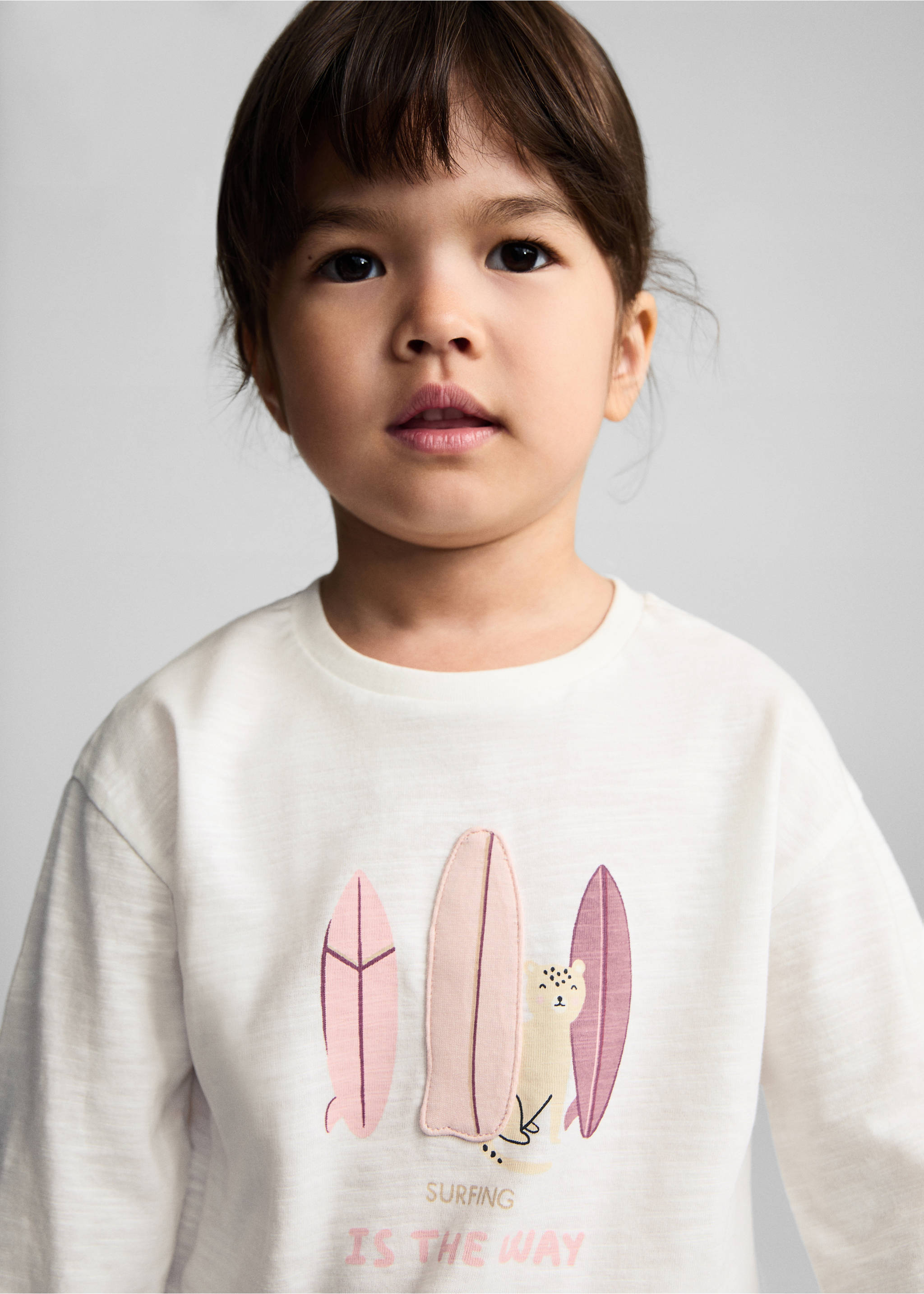 T-shirt manches longues imprimé - Détail de l'article 1, Blanc cassé. Ref: 77064768-00.