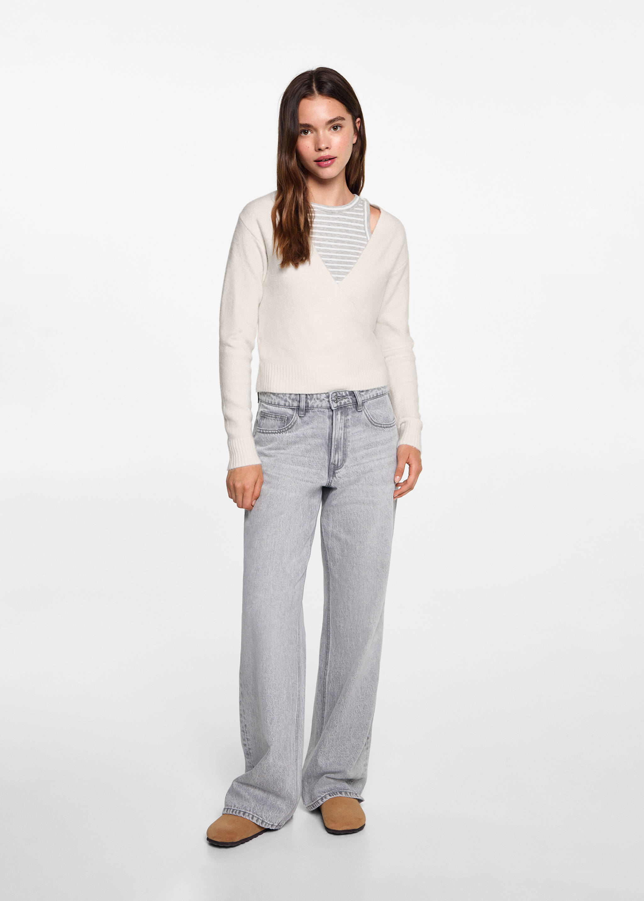 Cardigan in Wickel-Optik mit Schleife - Allgemeine Ansicht