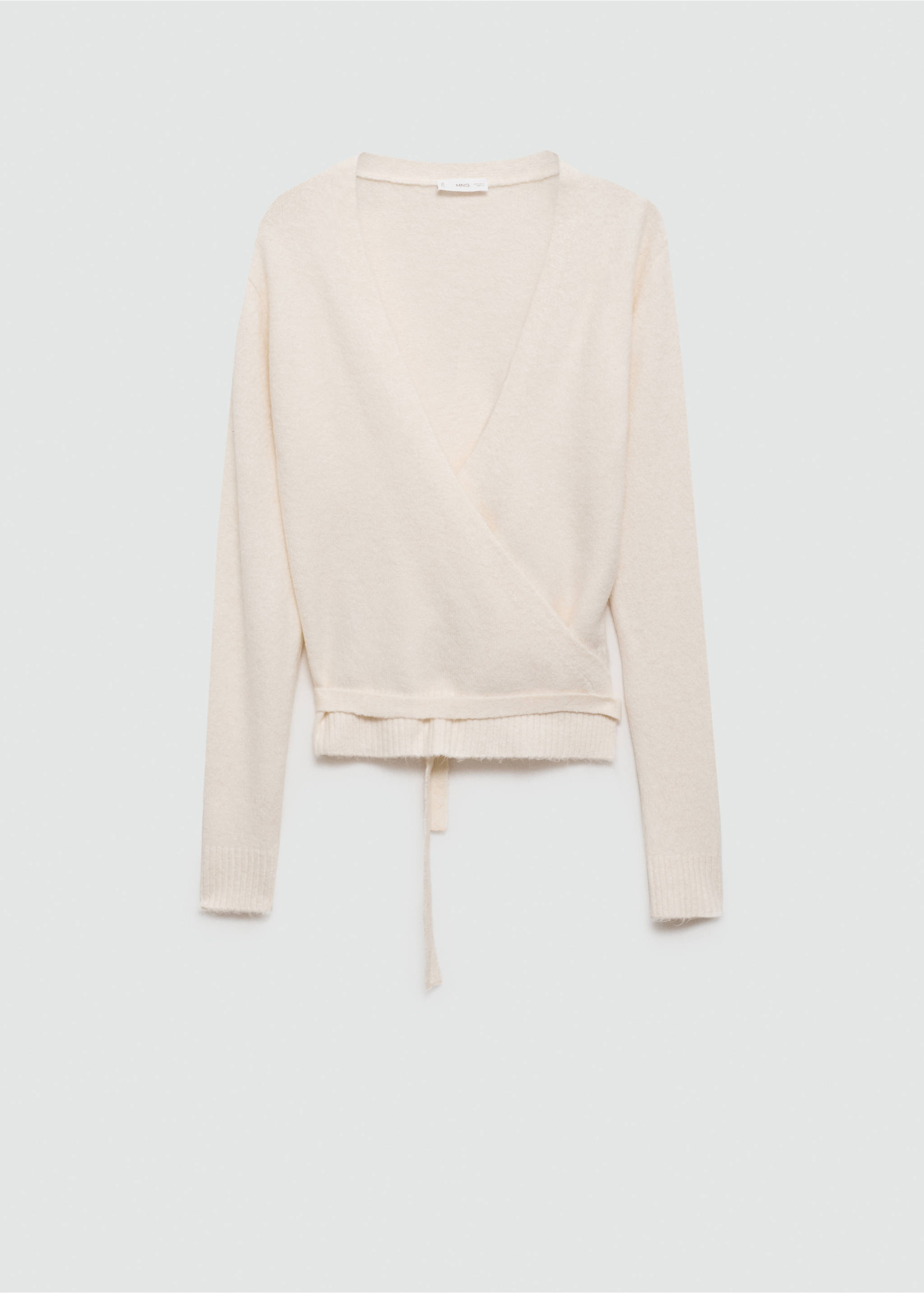 Cardigan in Wickel-Optik mit Schleife - Artikel ohne Model, Ecru. Ref: 77064782-00.