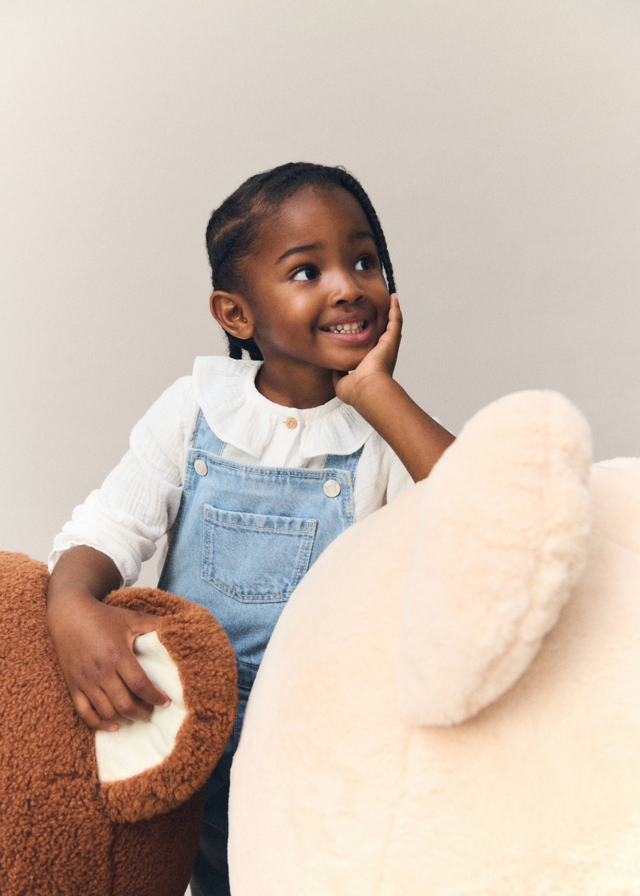 Long embroidered denim dungarees - General plane