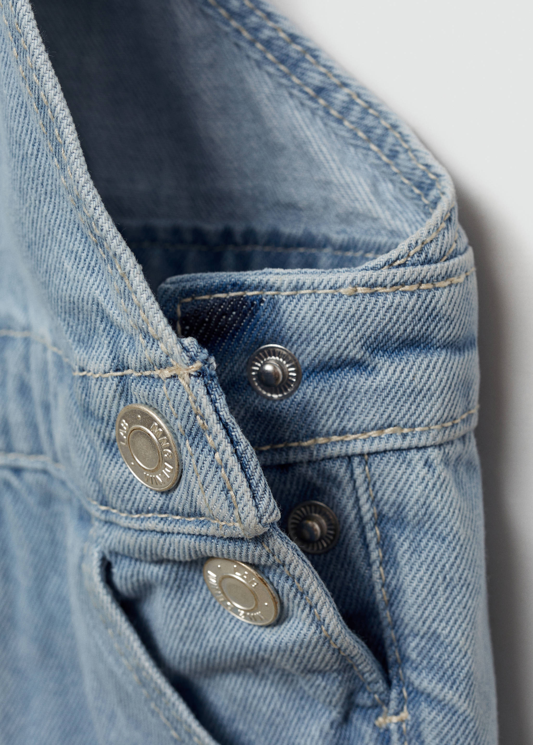 Long embroidered denim dungarees - Details of the article 8