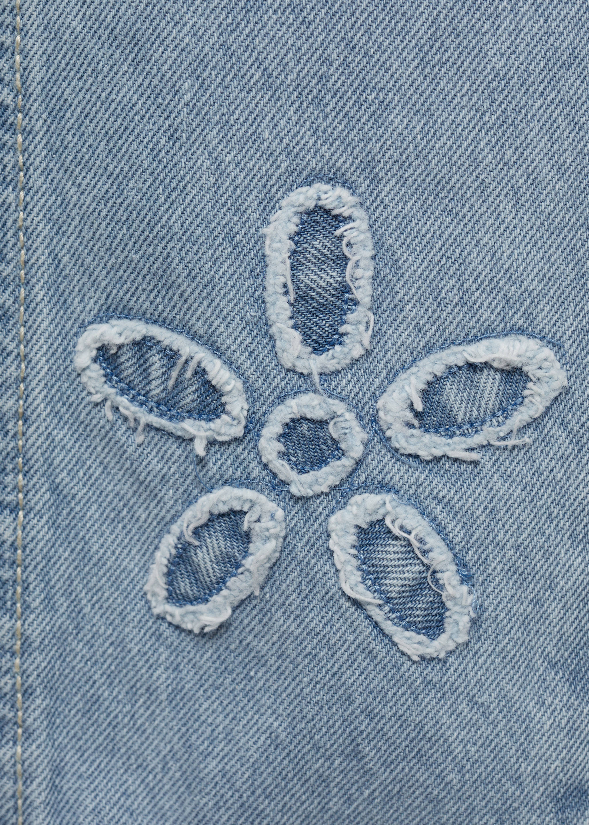 Long embroidered denim dungarees - Details of the article 0