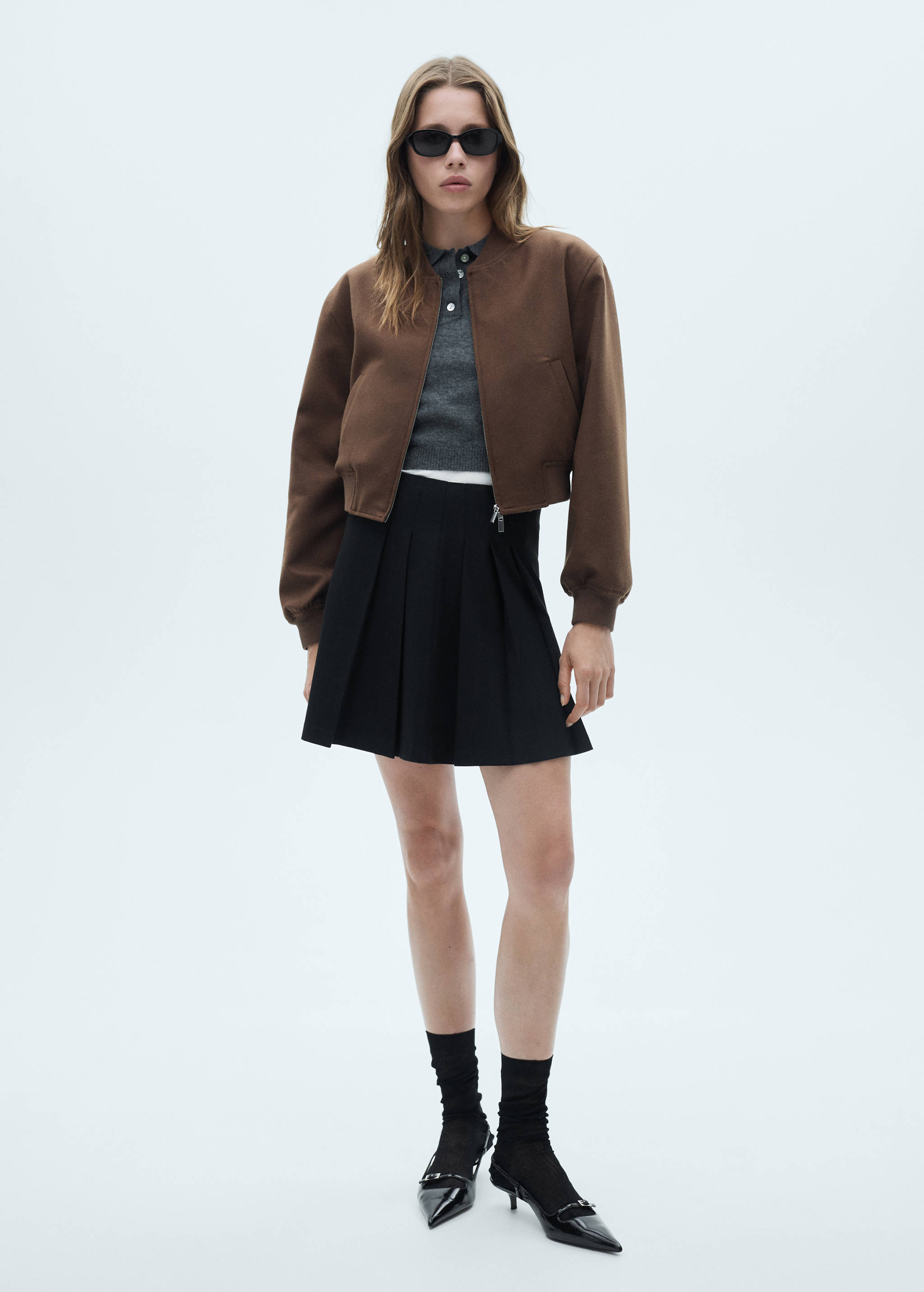 Pinstriped pleated skirt - General plane