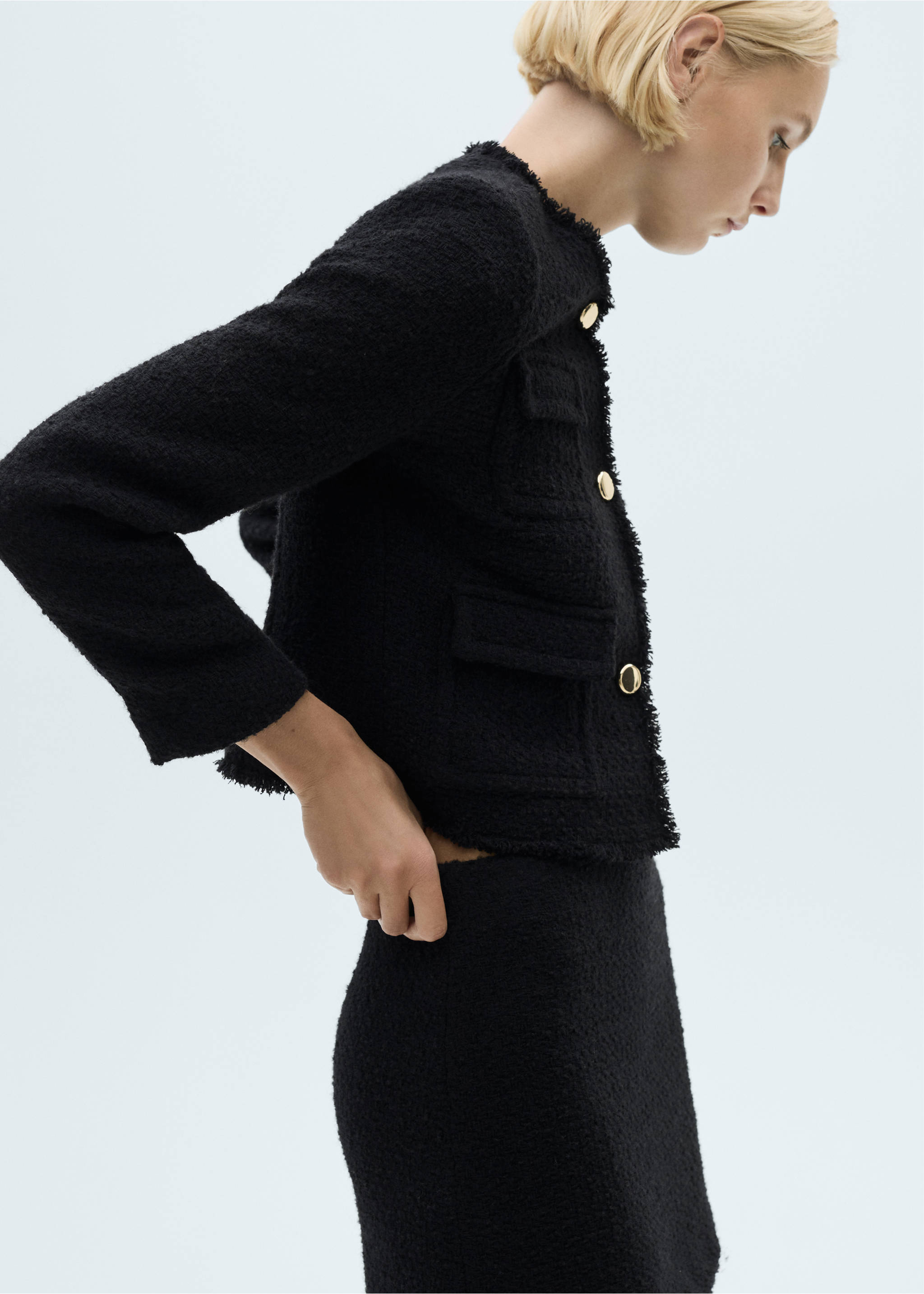 Falda corta tweed - Detalle del artículo 1, Negro. Ref: 77064794-00.