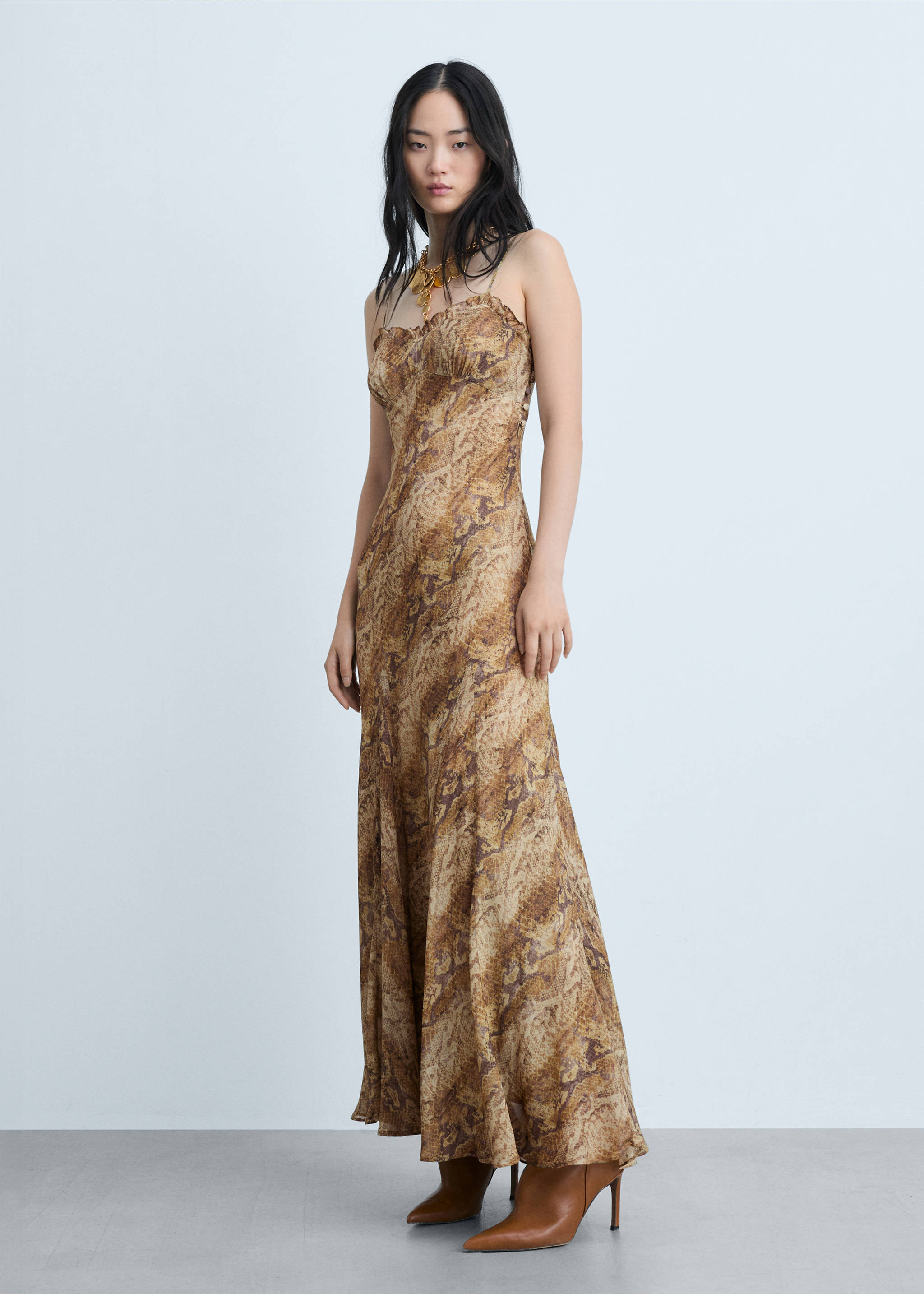 Robe gaze imprimé animal - Plan général, Marron. Ref: 77064796-00.