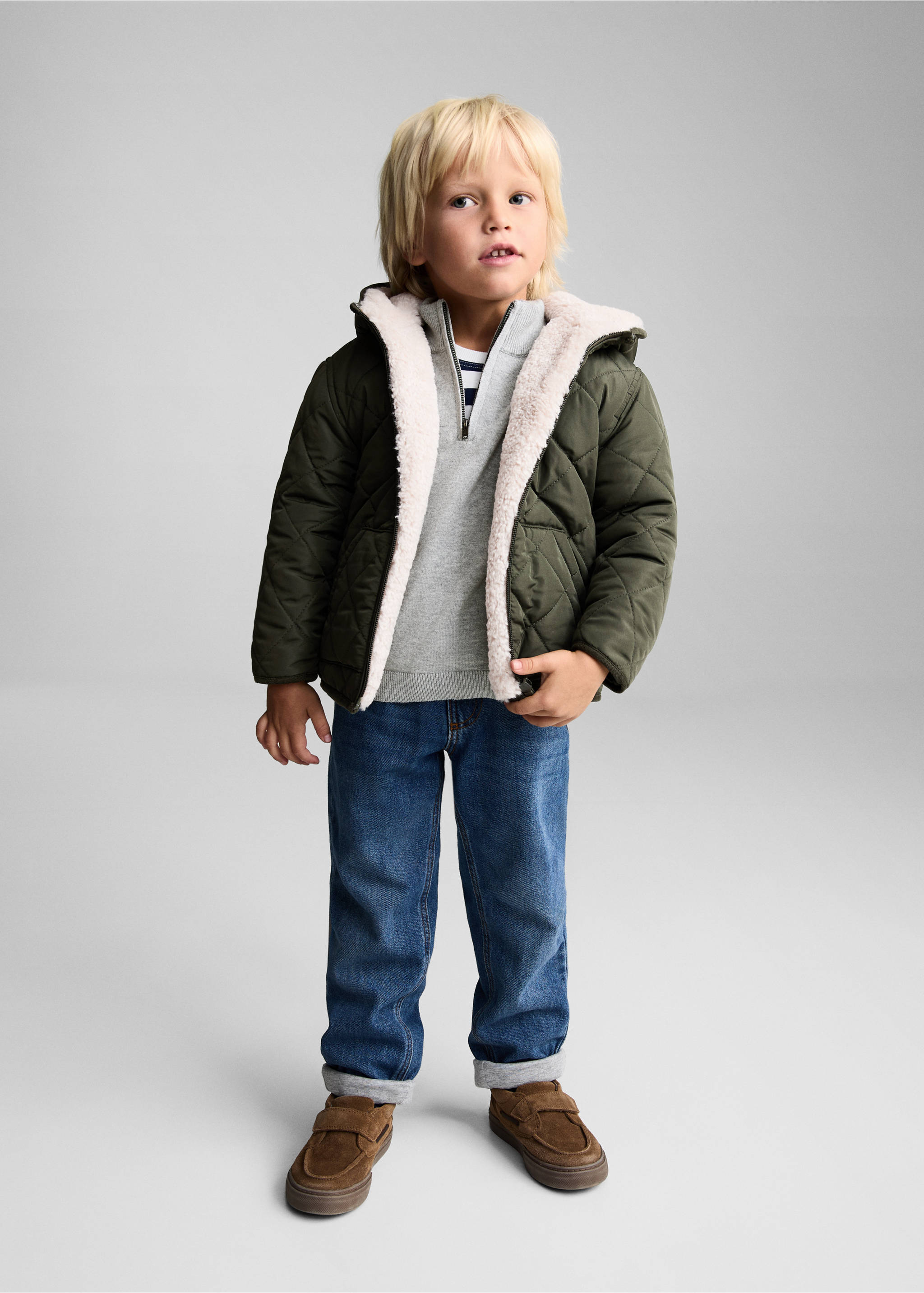 Zip neck jumper - General plane, Medium Heather Grey. Ref: 77065146-00.