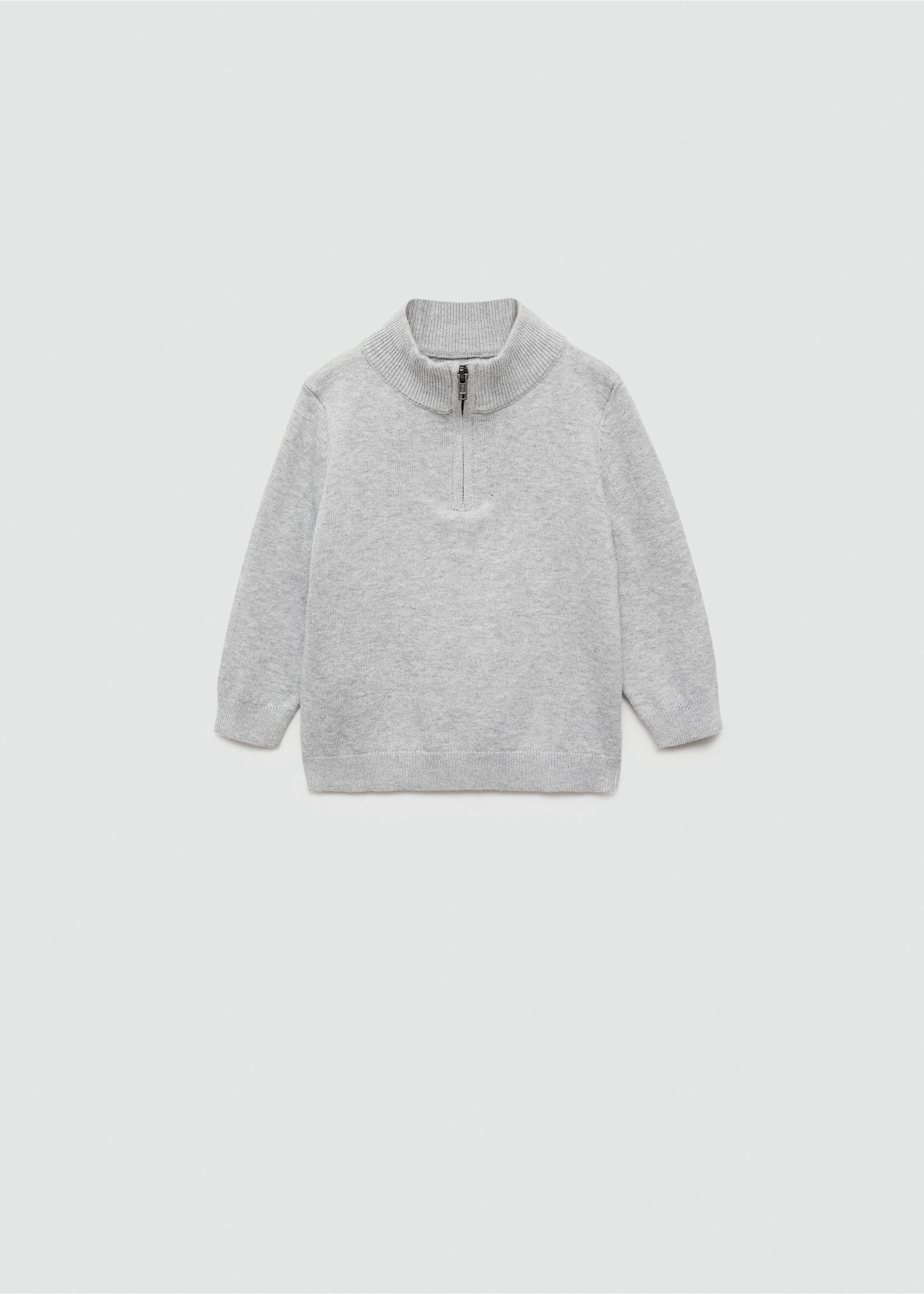Zip neck jumper - Article without model, Medium Heather Grey. Ref: 77065146-00.