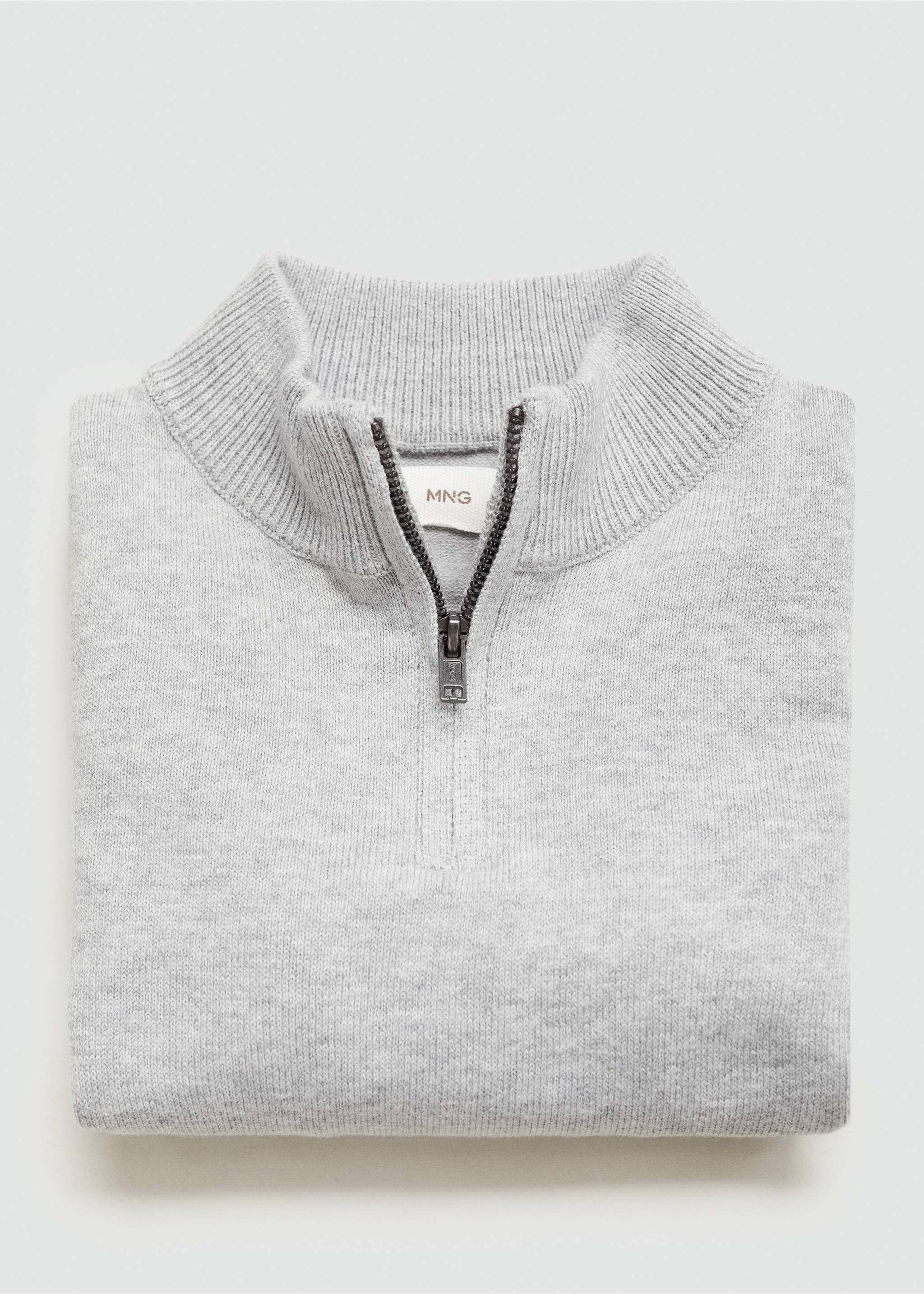 Zip neck jumper - Details of the article 8, Medium Heather Grey. Ref: 77065146-00.