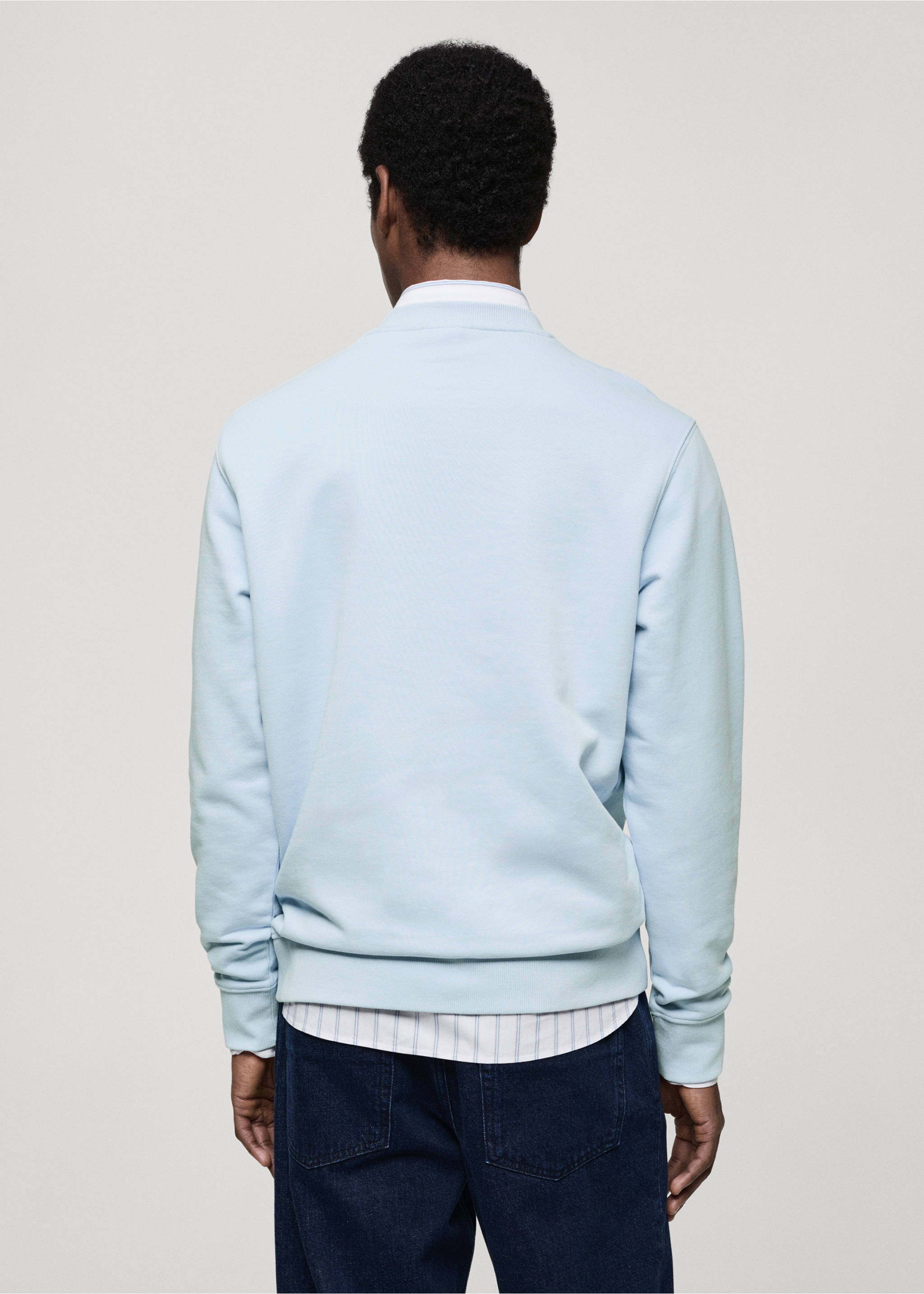 100% cotton regular-fit sweatshirt - Reverse of the article, Sky Blue. Ref: 77065150-00.