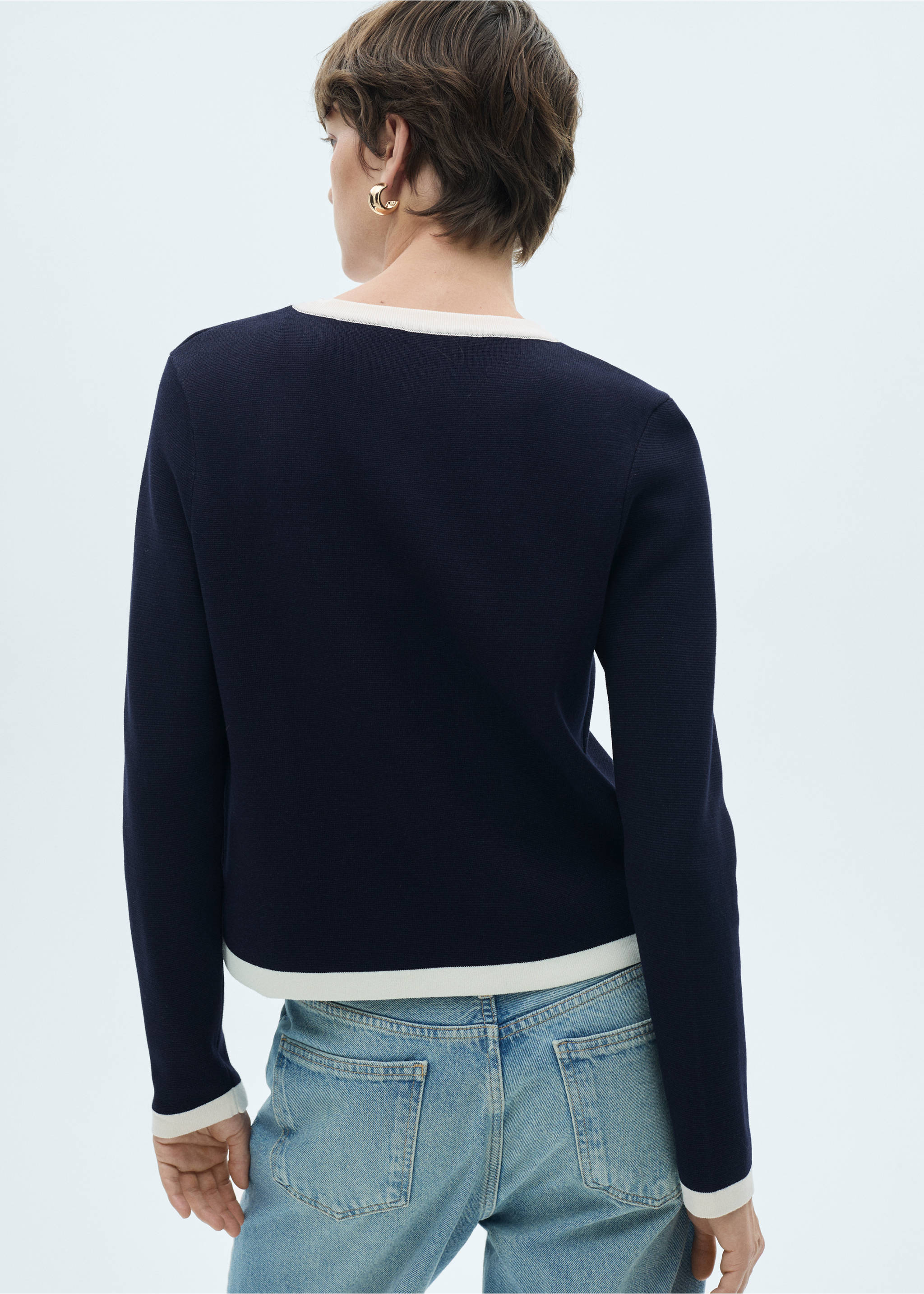 Knitted jacket pia - Reverse of the article, Dark Navy. Ref: 77065153-00.