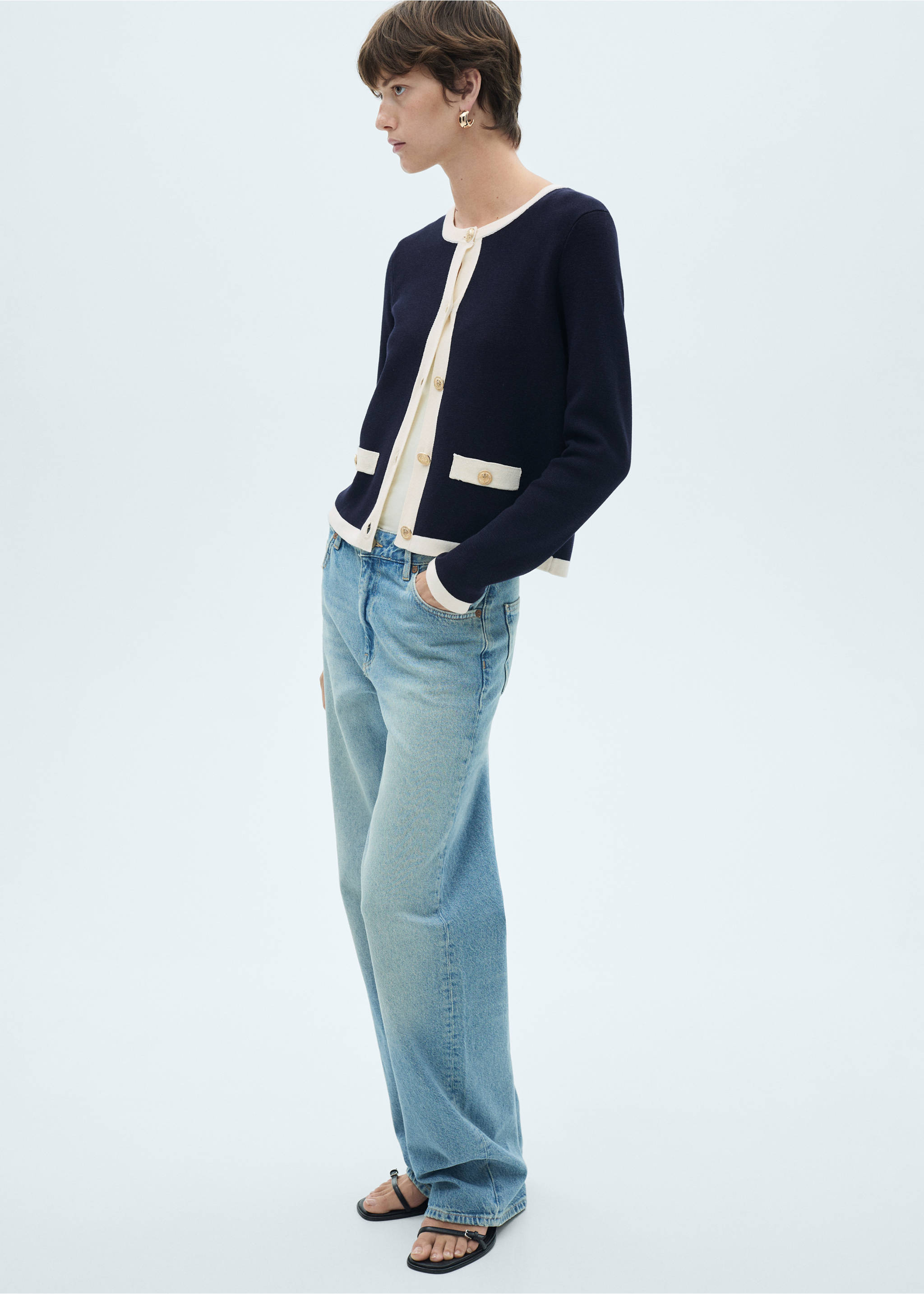 Knitted jacket pia - Details of the article 2, Dark Navy. Ref: 77065153-00.